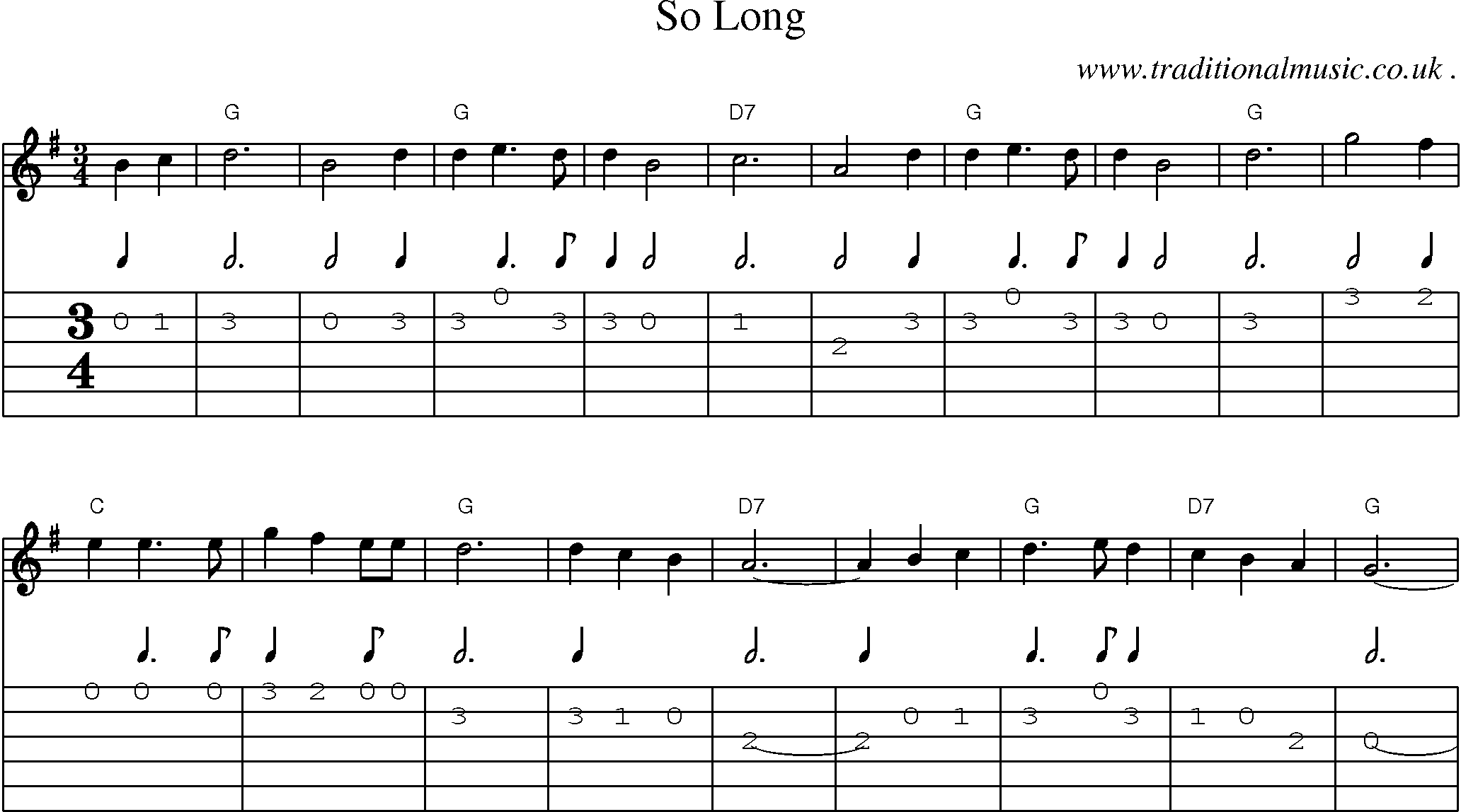 Sheet-Music and Guitar Tabs for So Long