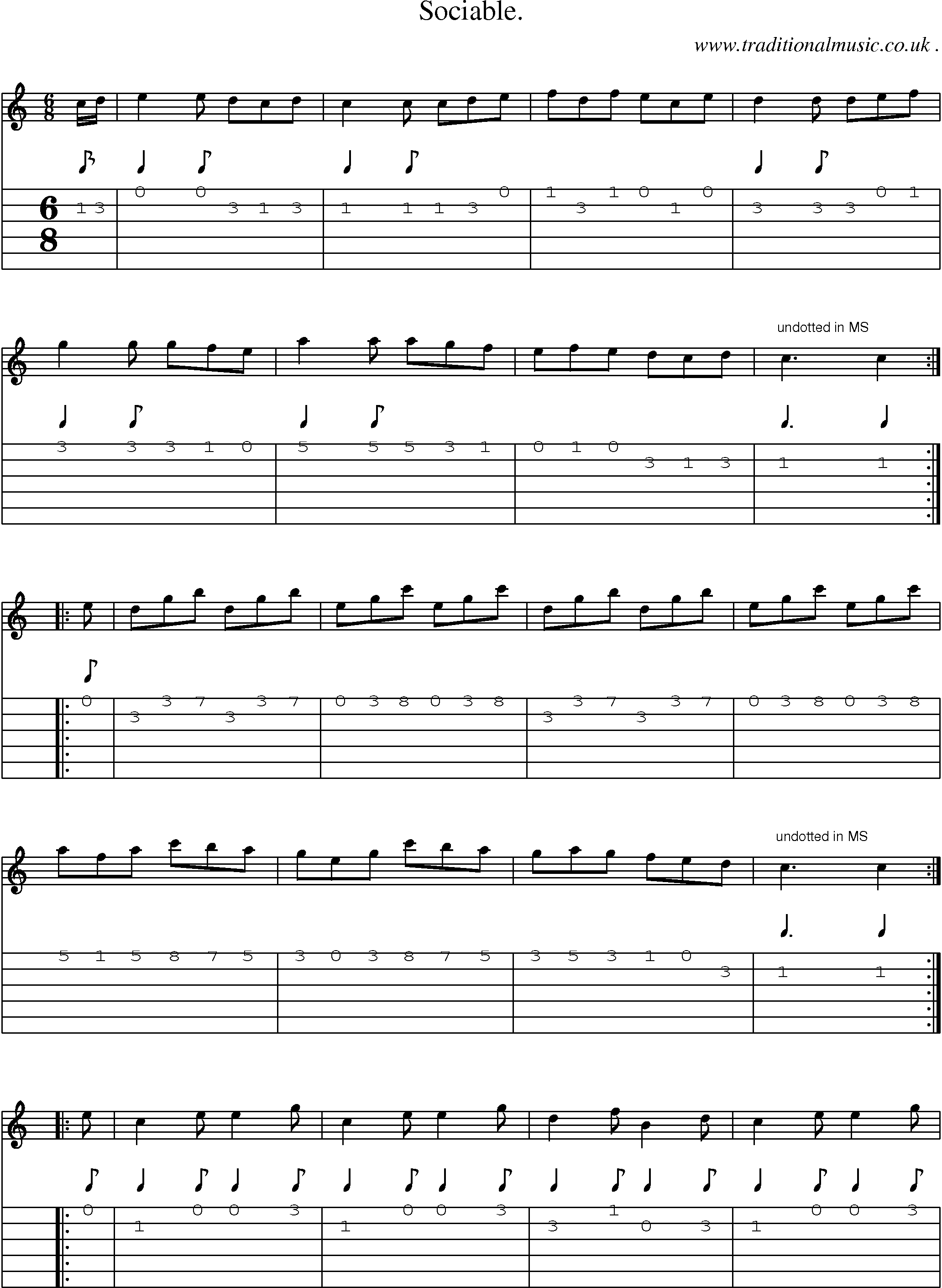 Sheet-Music and Guitar Tabs for Sociable