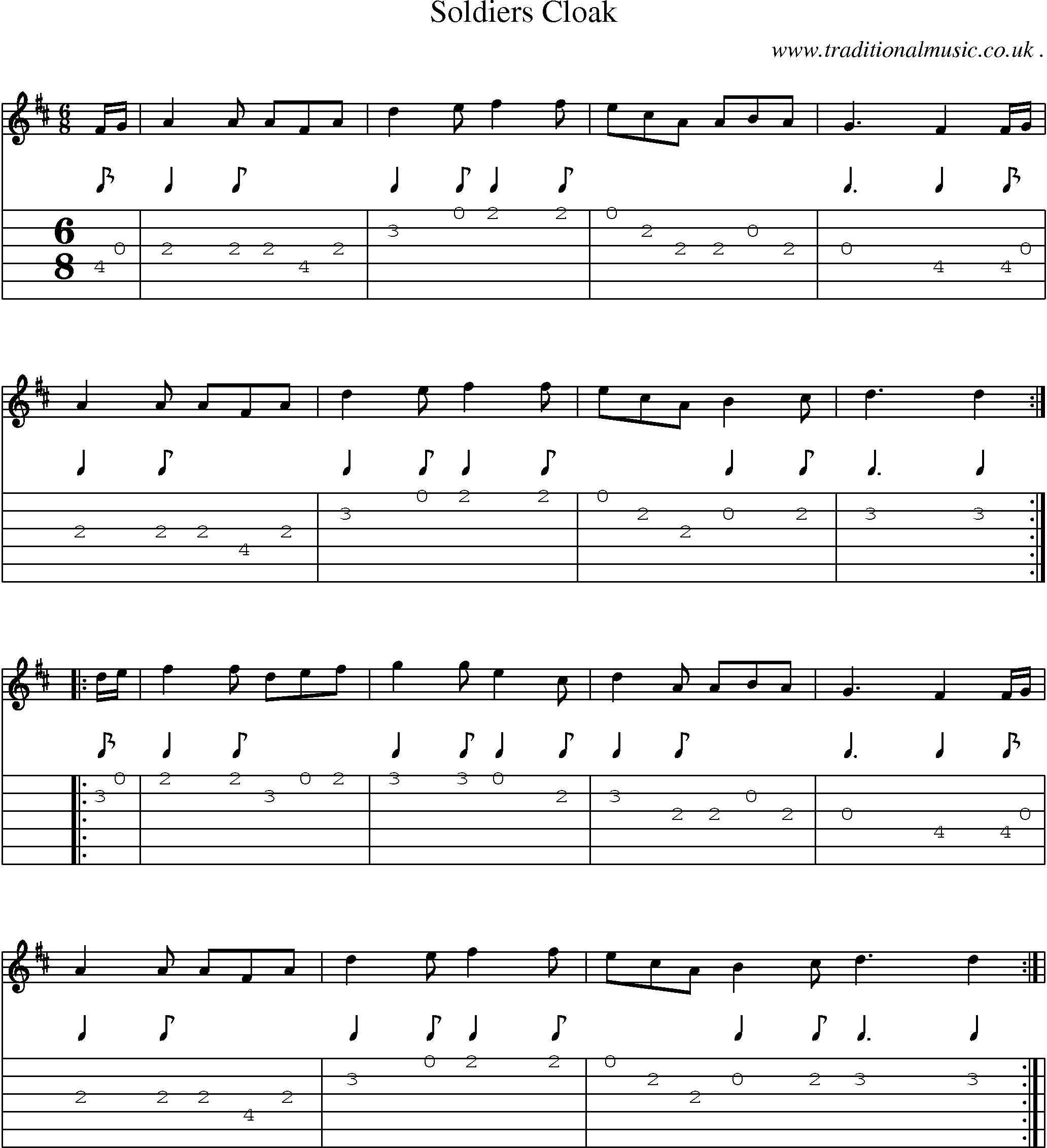 Sheet-Music and Guitar Tabs for Soldiers Cloak