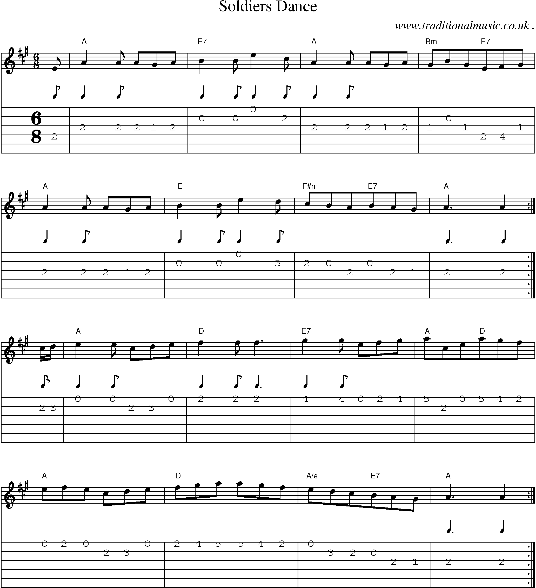 Sheet-Music and Guitar Tabs for Soldiers Dance