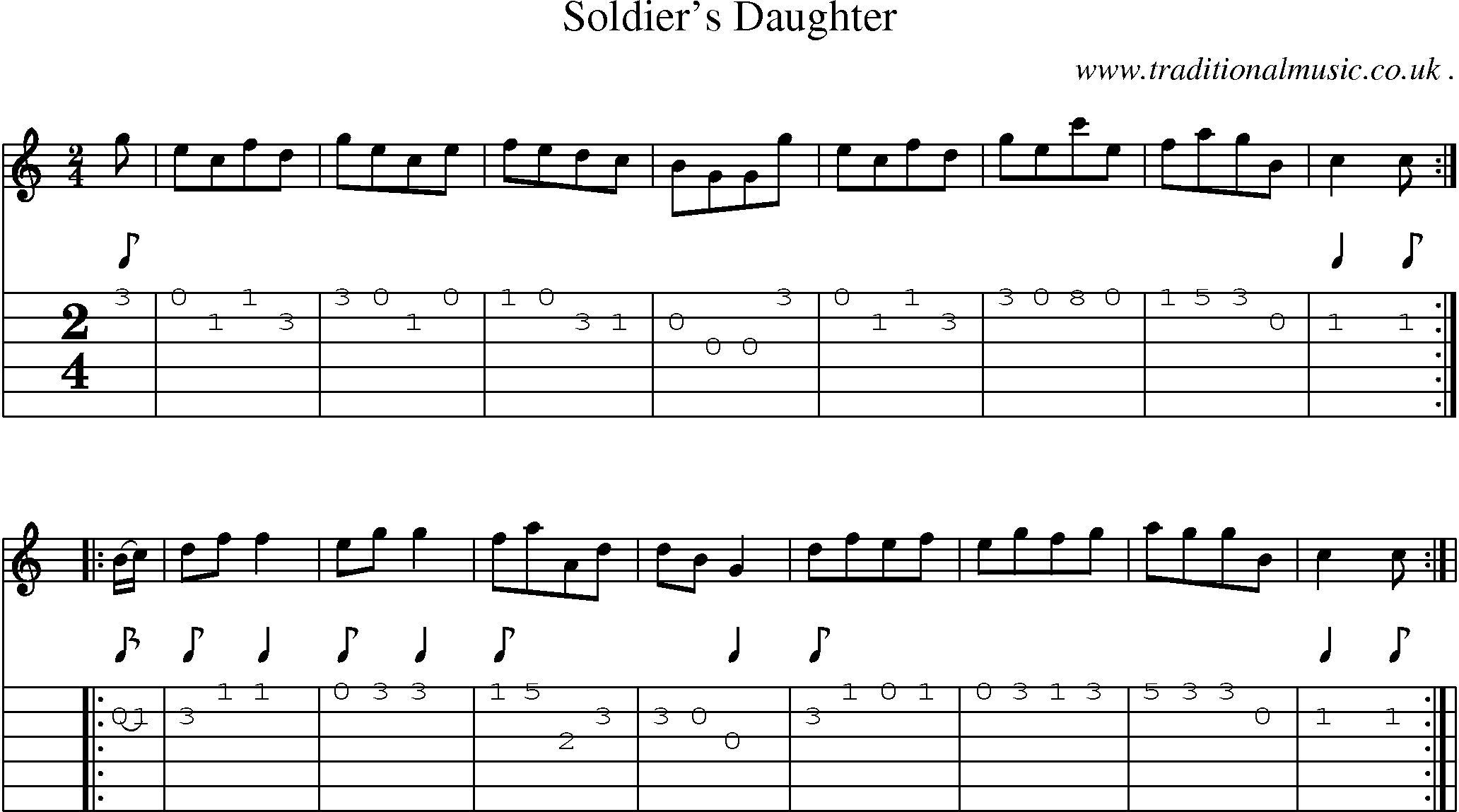 Sheet-Music and Guitar Tabs for Soldiers Daughter