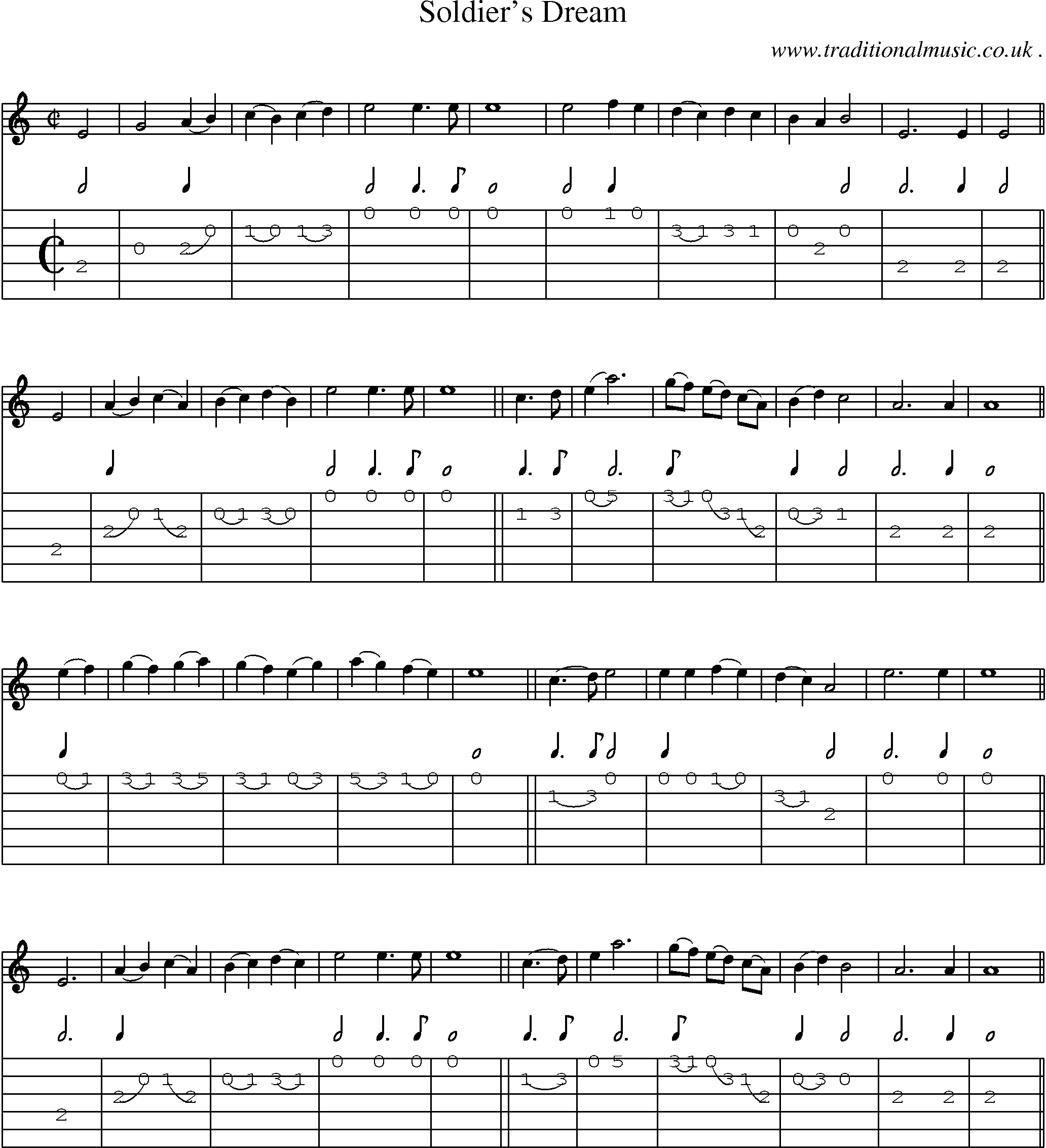 Sheet-Music and Guitar Tabs for Soldiers Dream