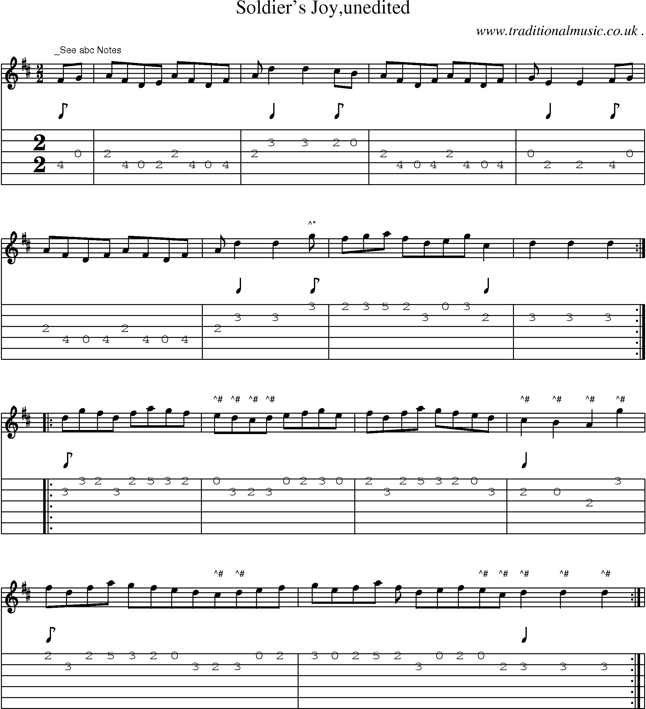 Sheet-Music and Guitar Tabs for Soldiers Joyunedited