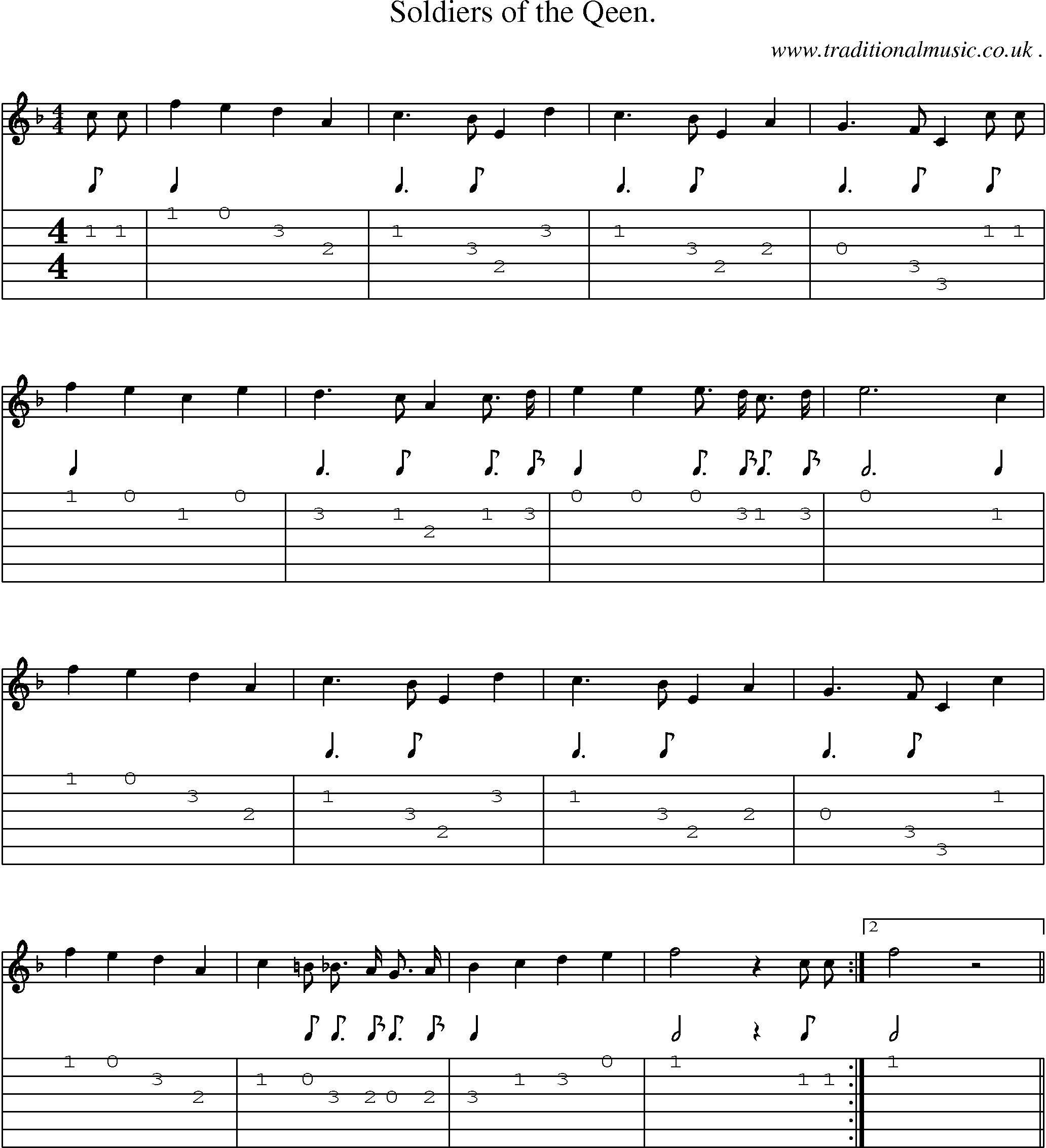 Sheet-Music and Guitar Tabs for Soldiers Of The Qeen