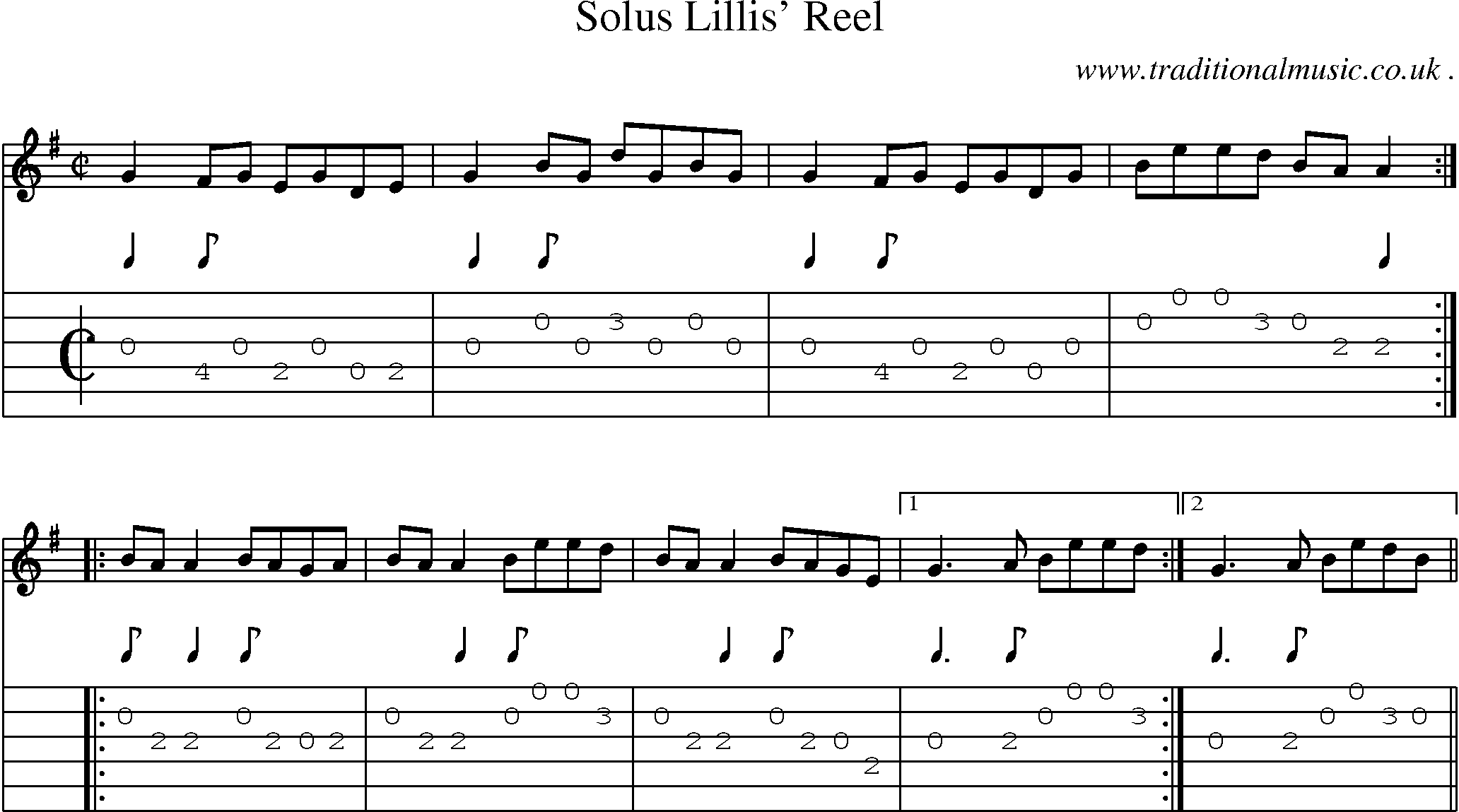 Sheet-Music and Guitar Tabs for Solus Lillis Reel