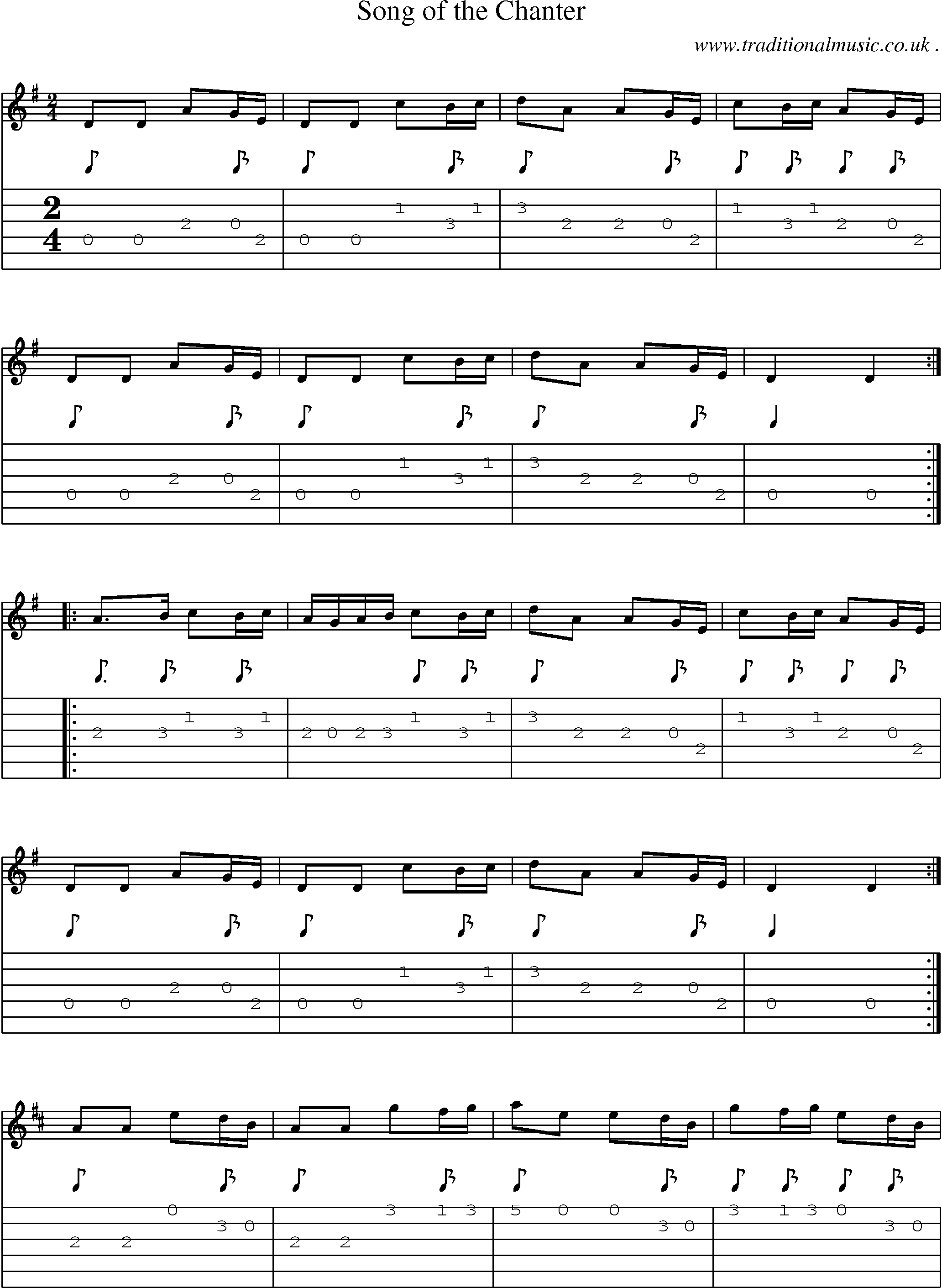 Sheet-Music and Guitar Tabs for Song Of The Chanter
