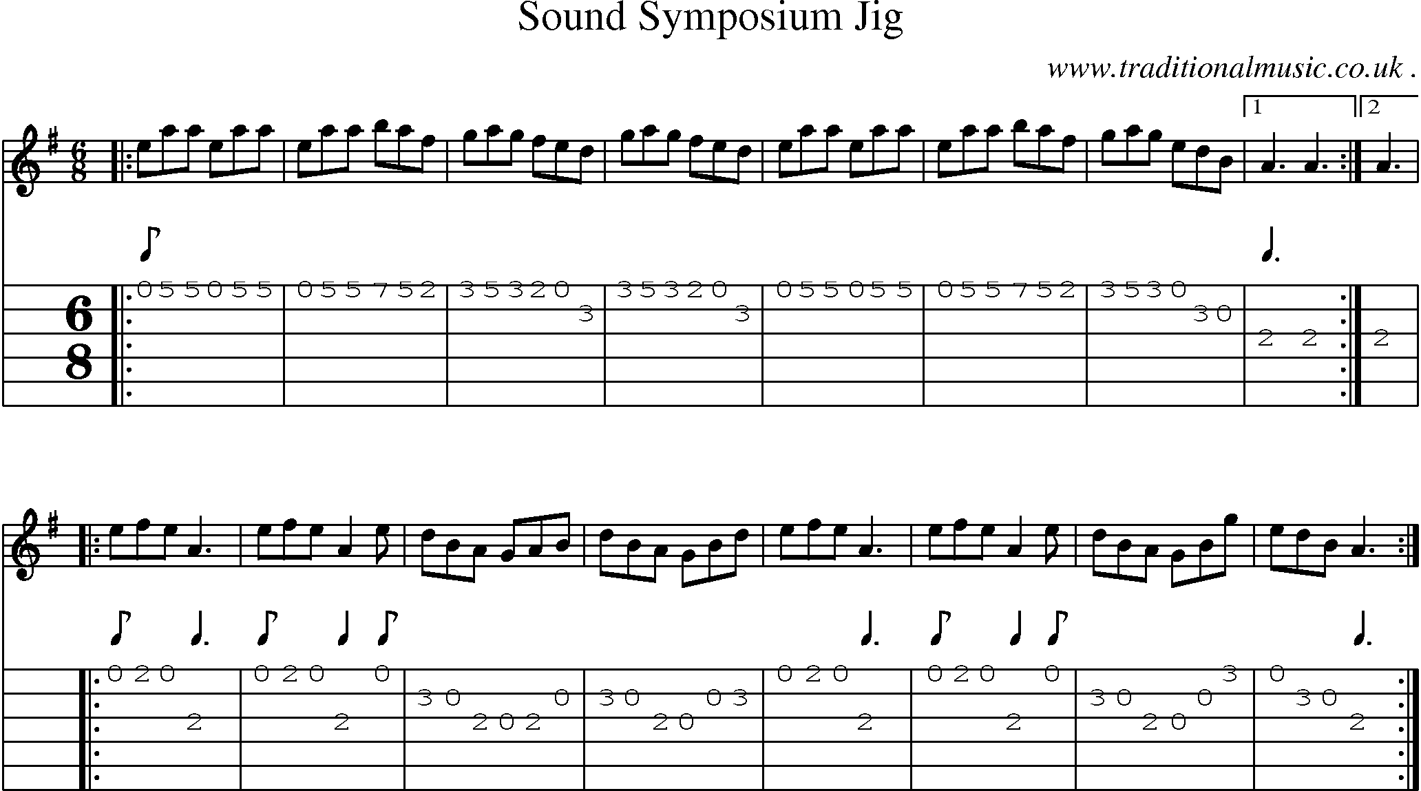 Sheet-Music and Guitar Tabs for Sound Symposium Jig