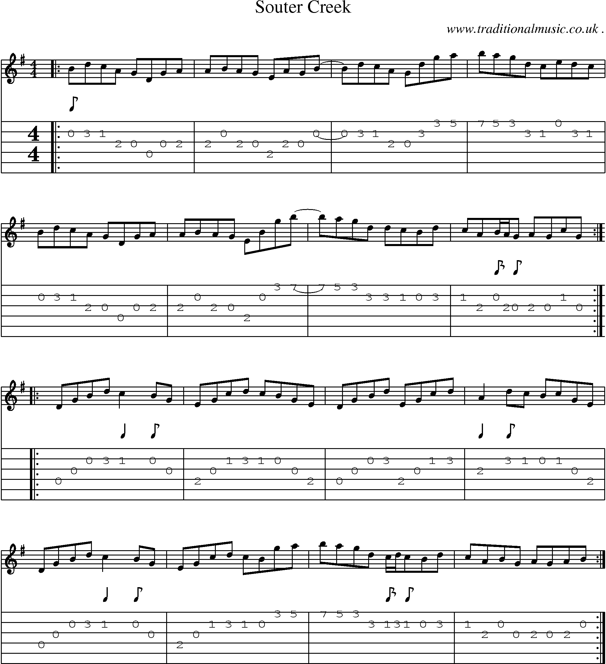 Sheet-Music and Guitar Tabs for Souter Creek