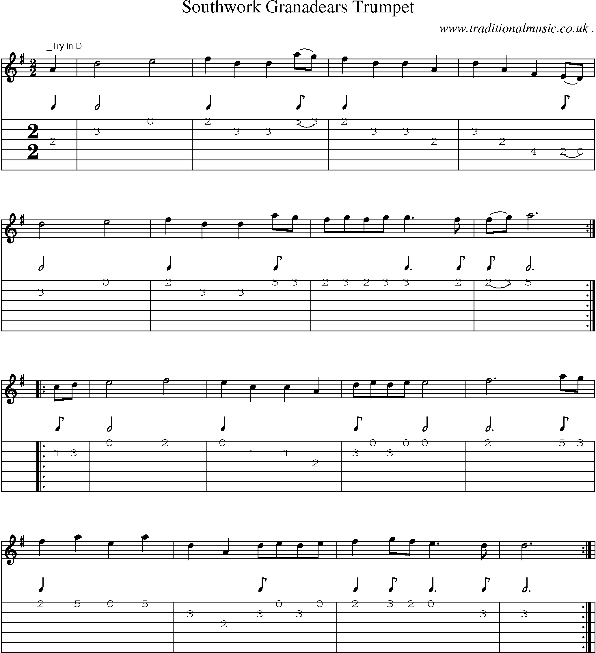 Sheet-Music and Guitar Tabs for Southwork Granadears Trumpet