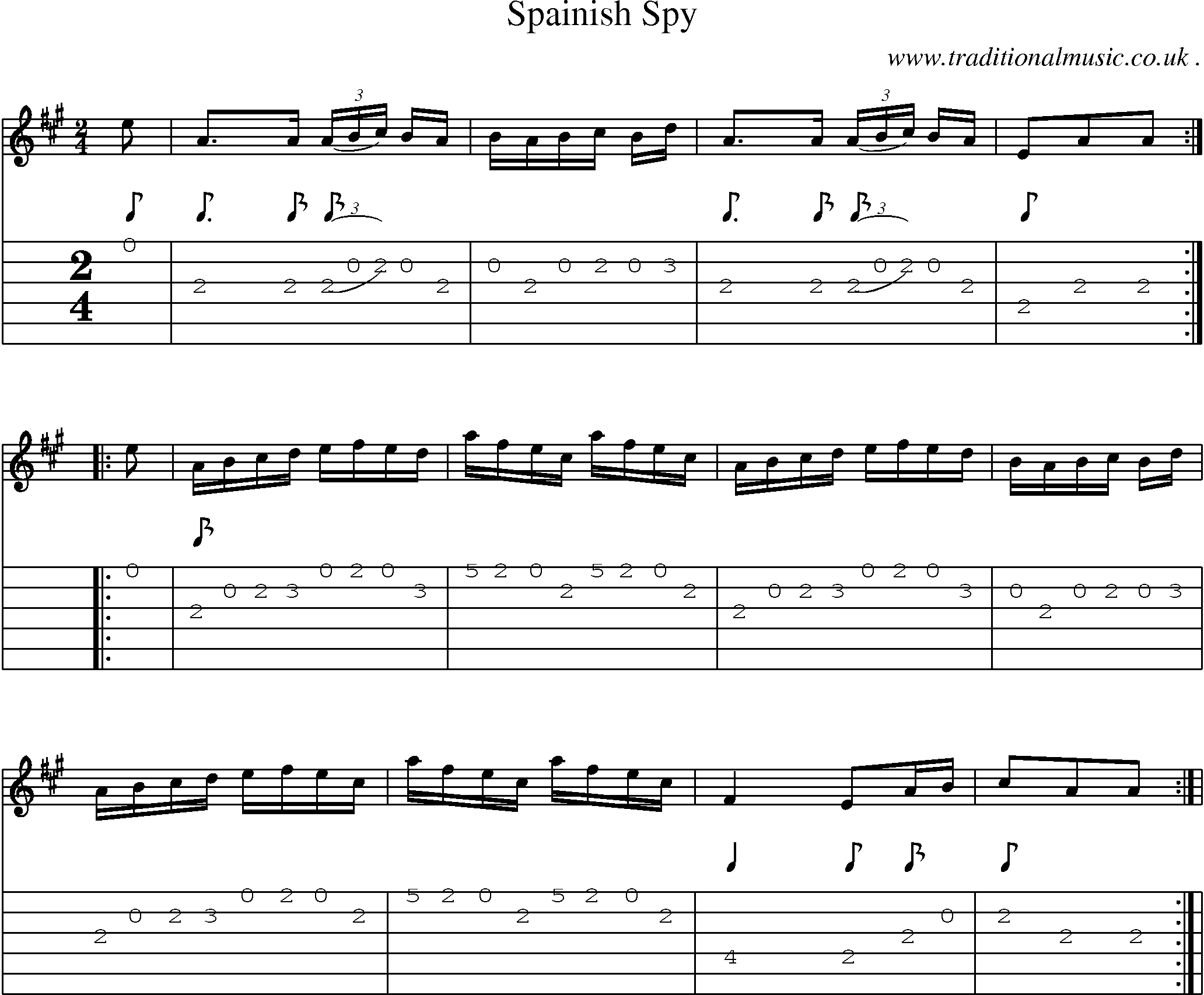 Sheet-Music and Guitar Tabs for Spainish Spy