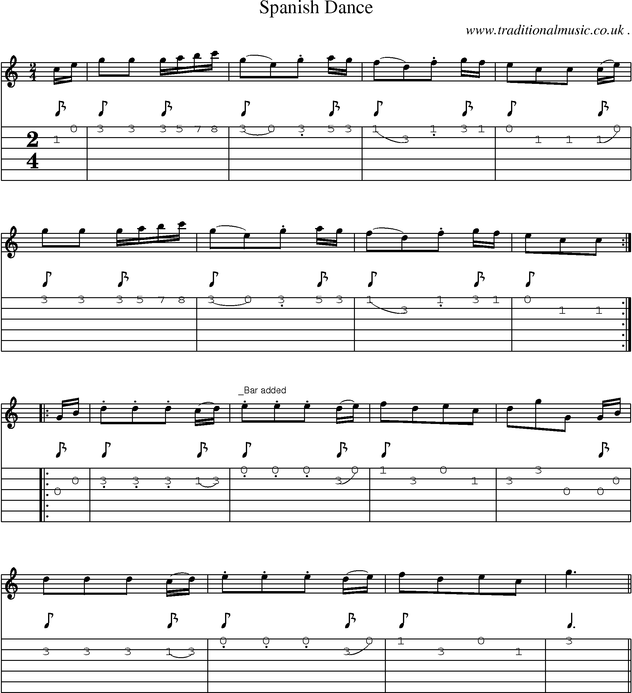 Sheet-Music and Guitar Tabs for Spanish Dance