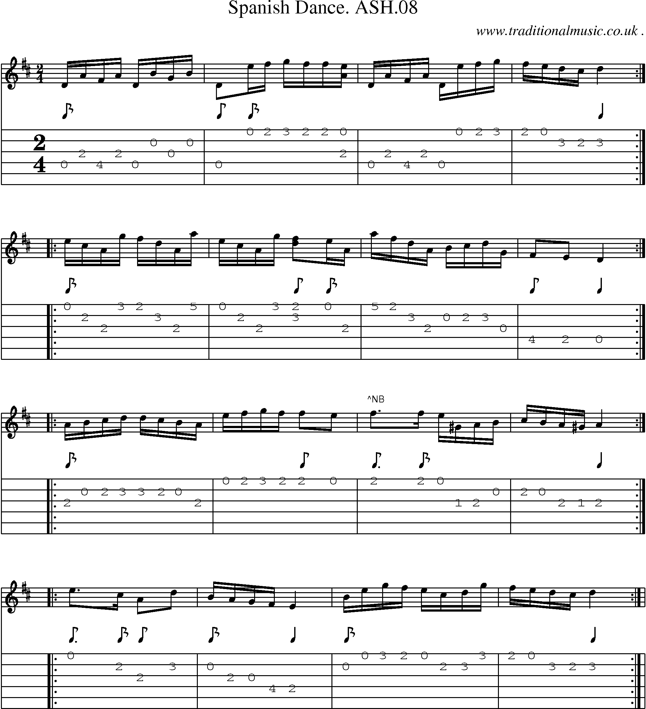 Sheet-Music and Guitar Tabs for Spanish Dance Ash08