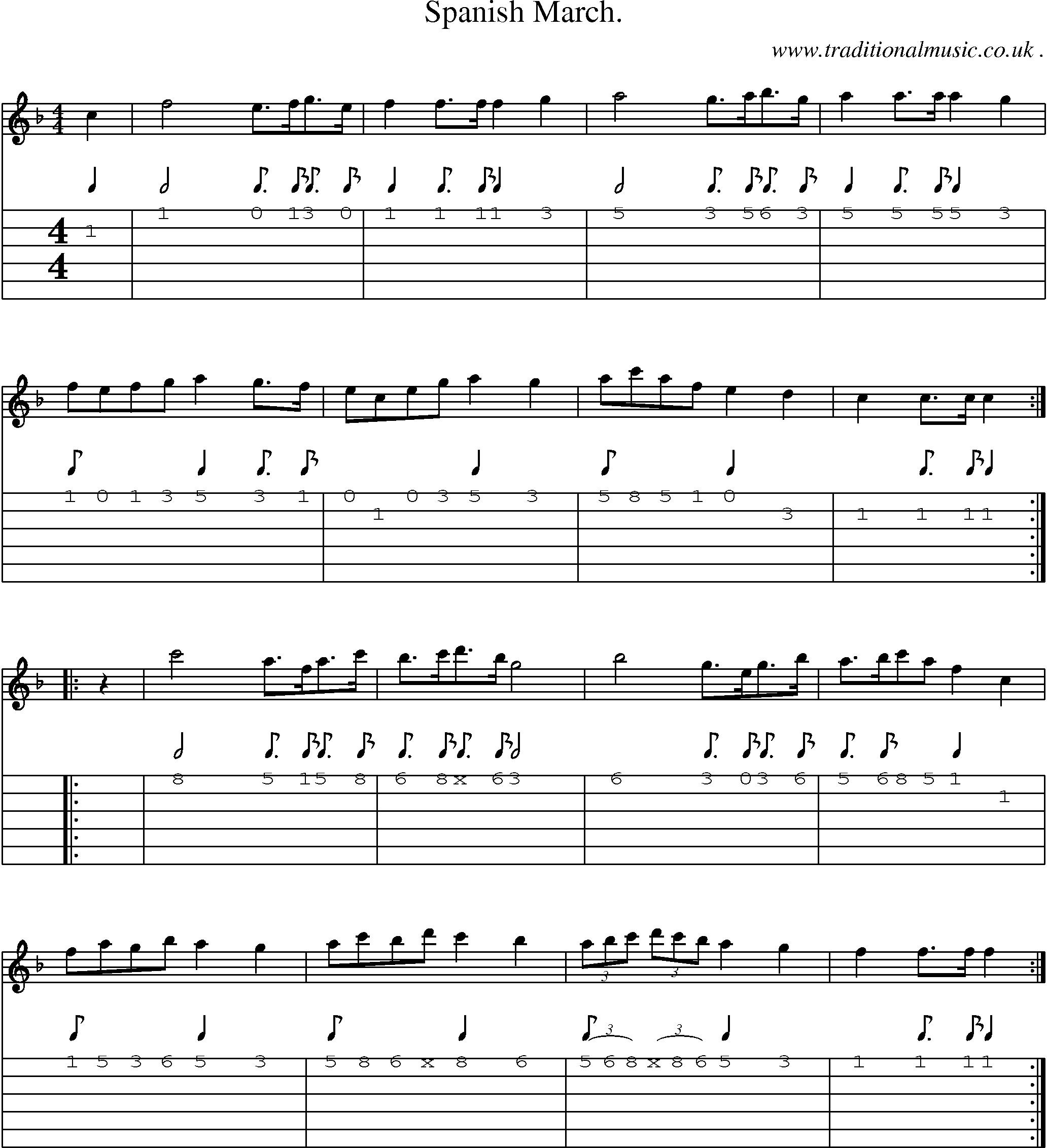 Sheet-Music and Guitar Tabs for Spanish March