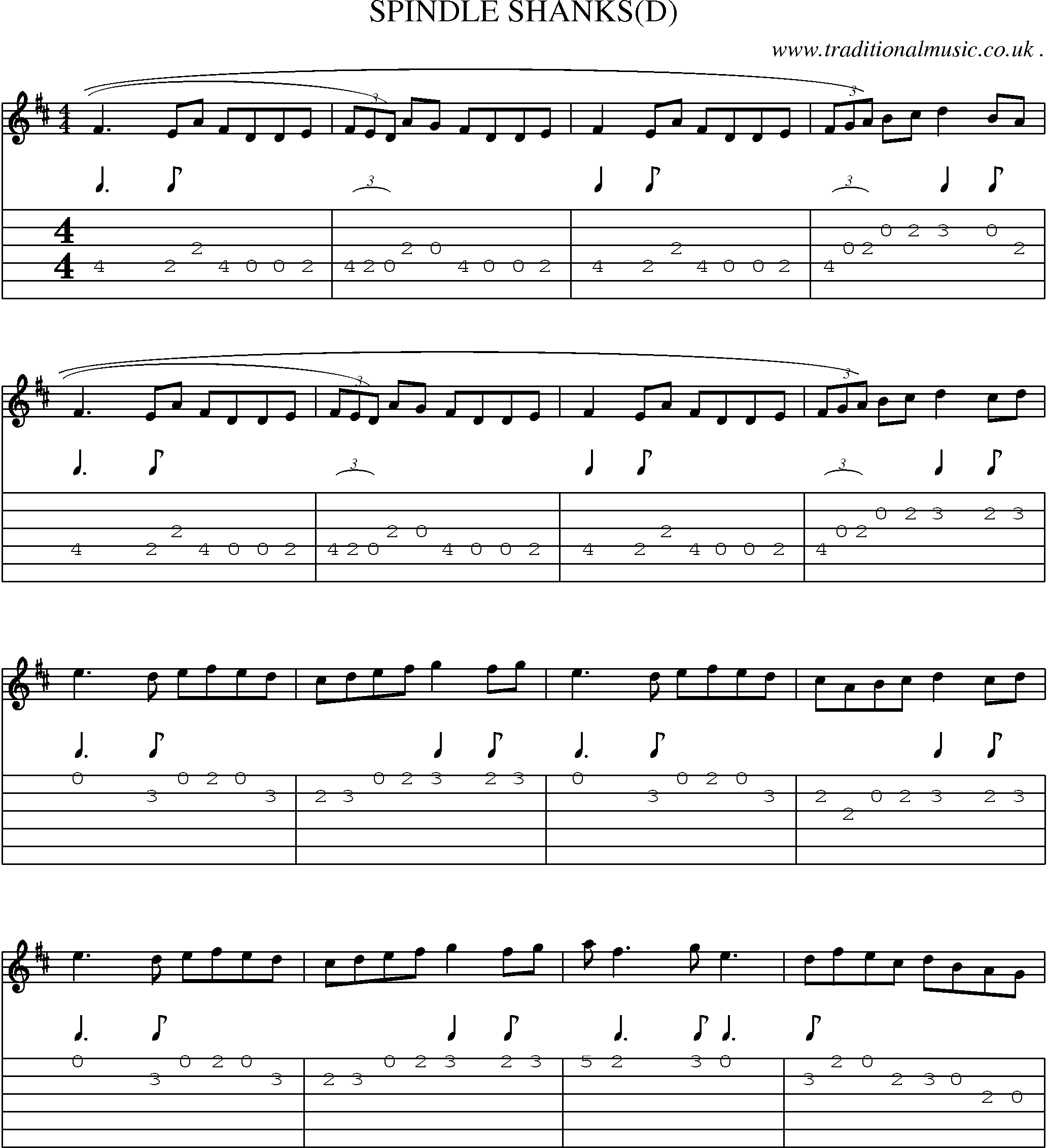 Sheet-Music and Guitar Tabs for Spindle Shanks(d)