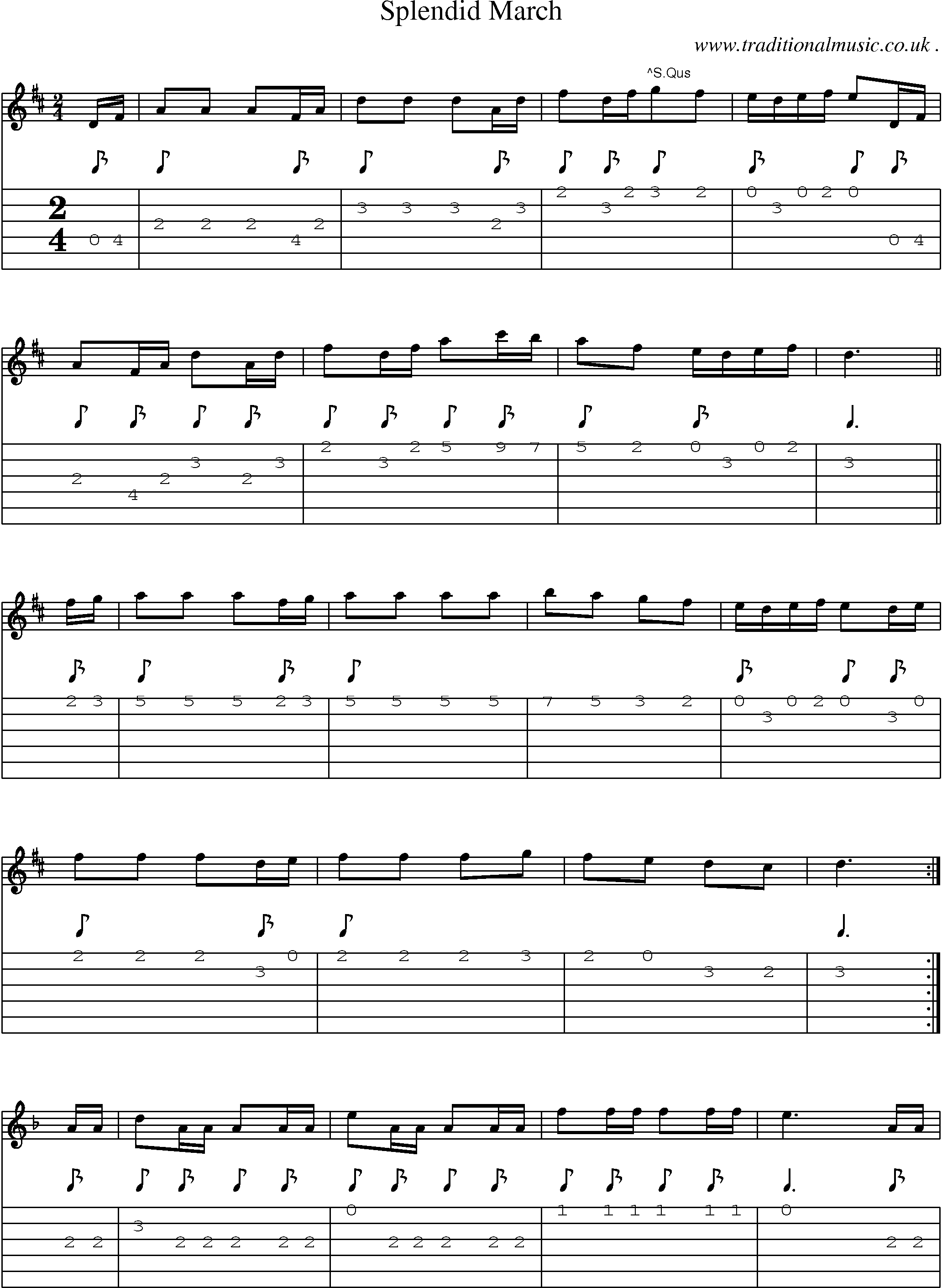 Sheet-Music and Guitar Tabs for Splendid March