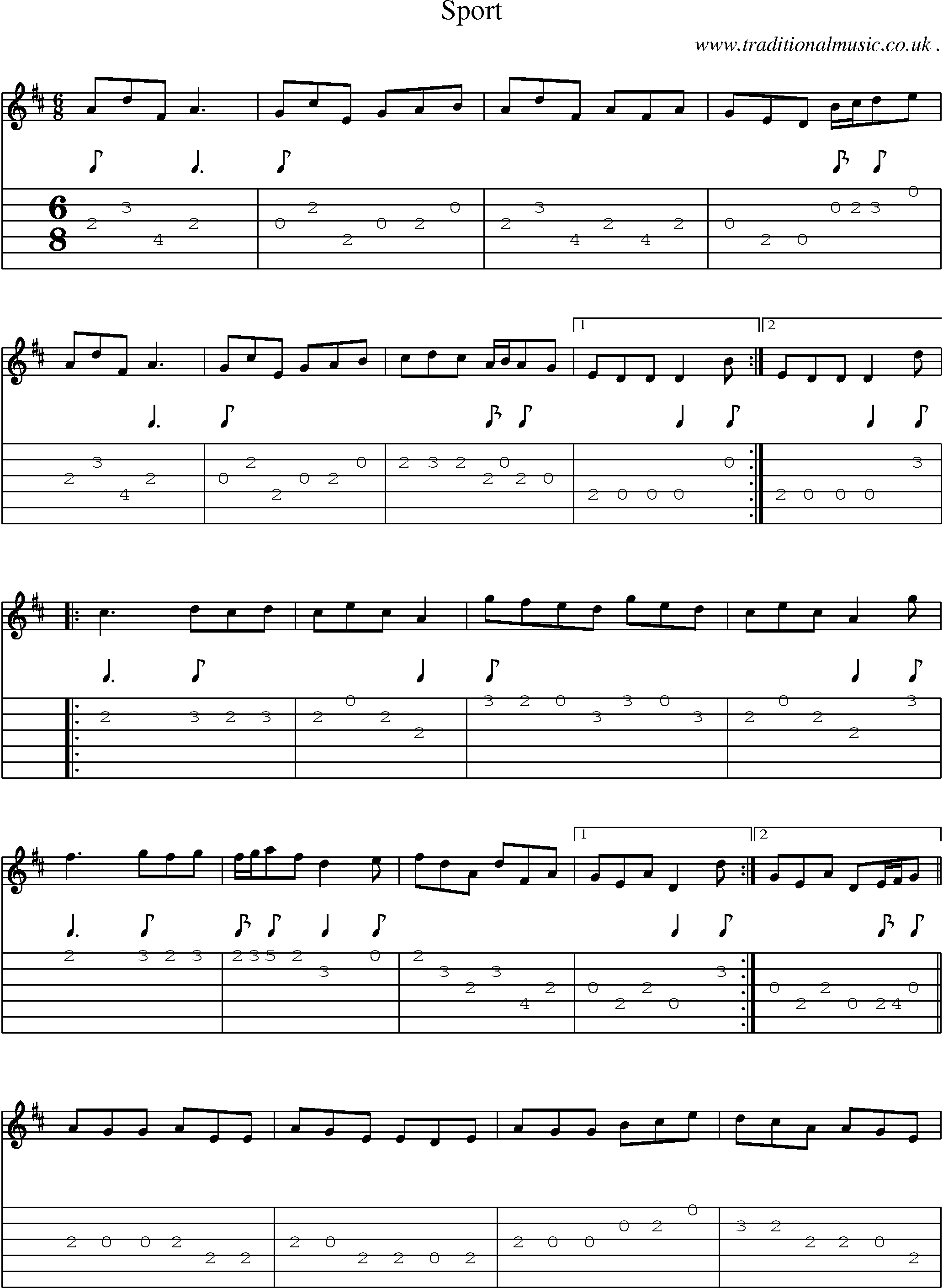 Sheet-Music and Guitar Tabs for Sport