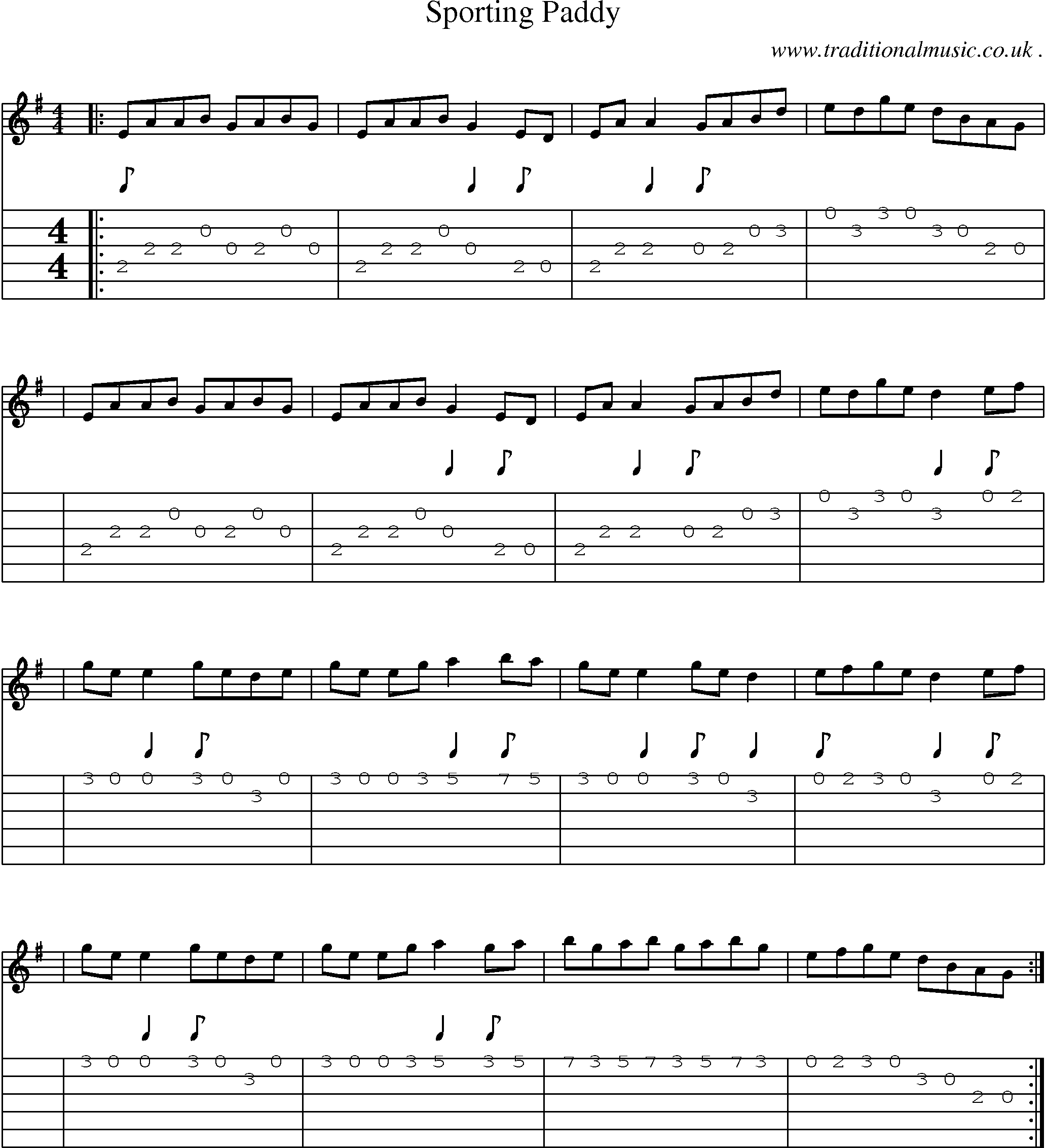 Sheet-Music and Guitar Tabs for Sporting Paddy
