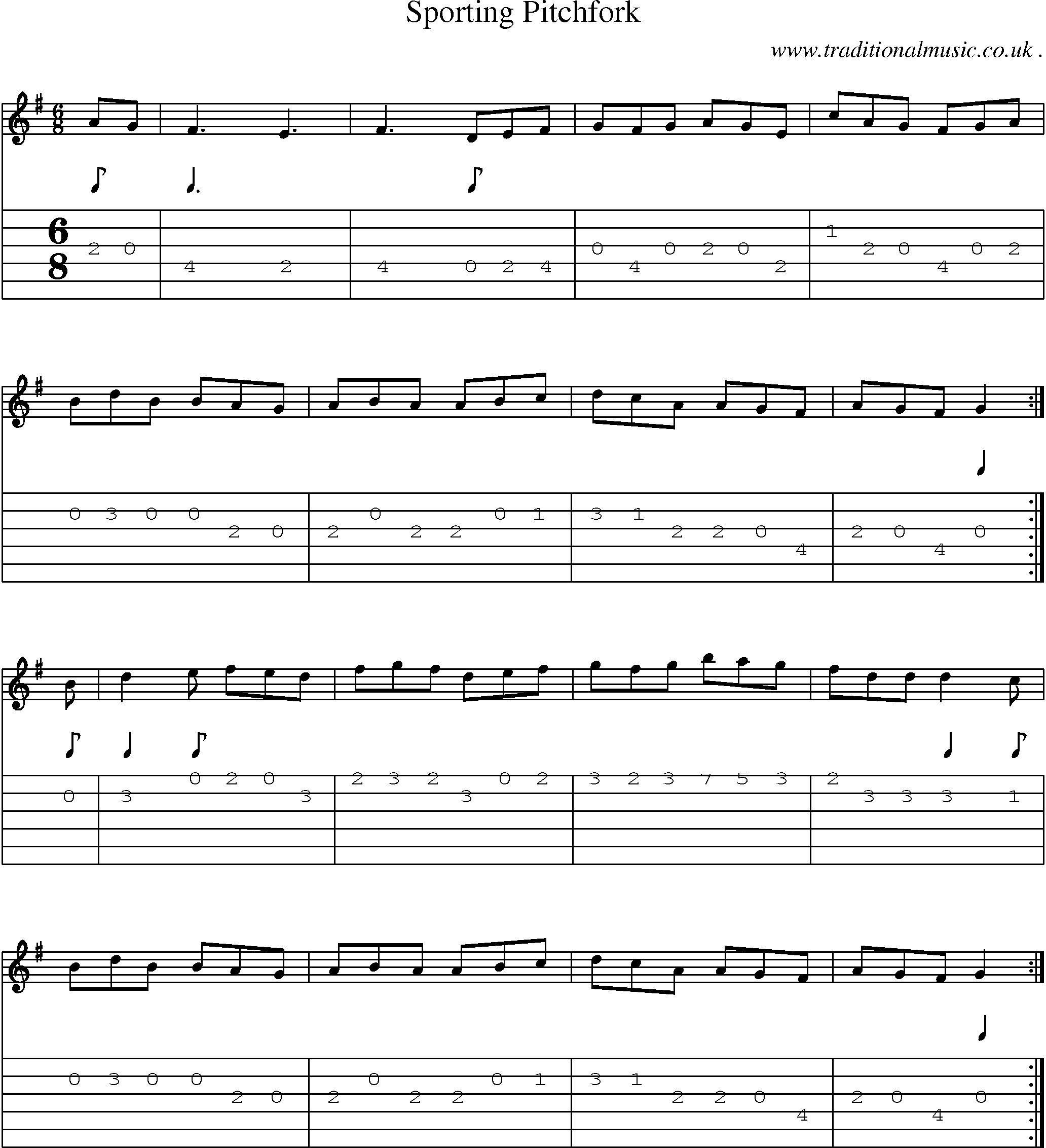 Sheet-Music and Guitar Tabs for Sporting Pitchfork