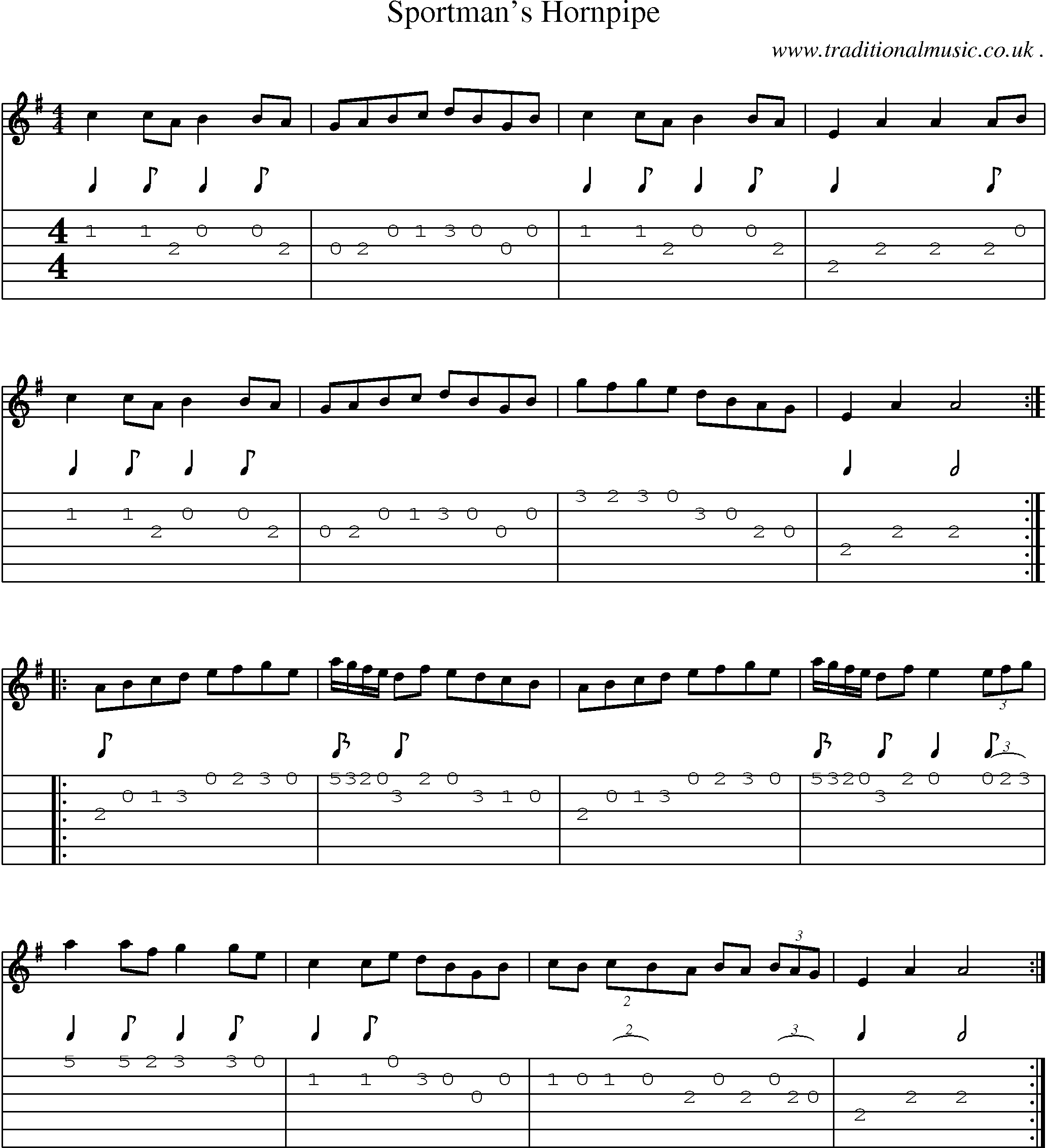 Sheet-Music and Guitar Tabs for Sportmans Hornpipe