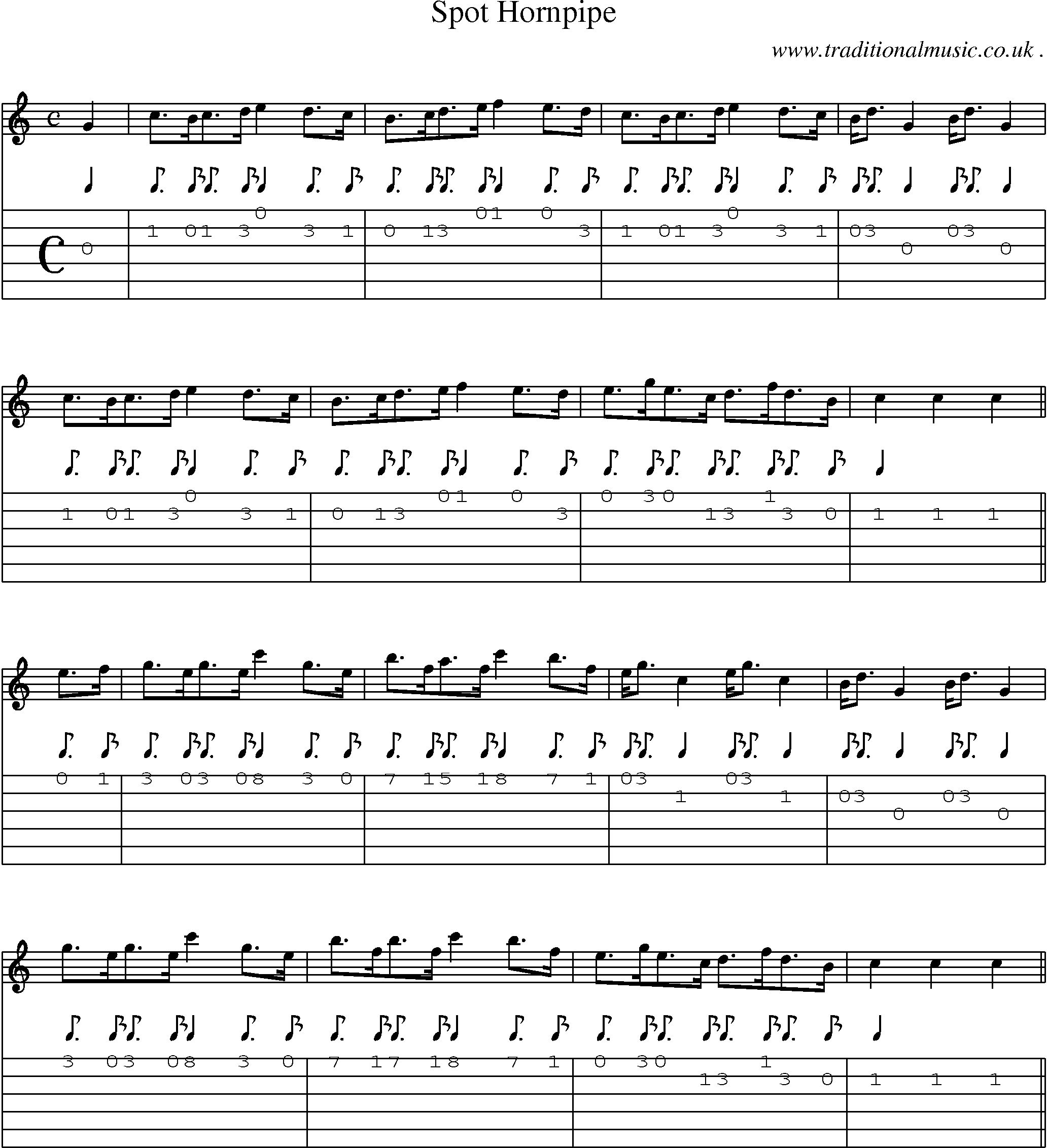Sheet-Music and Guitar Tabs for Spot Hornpipe