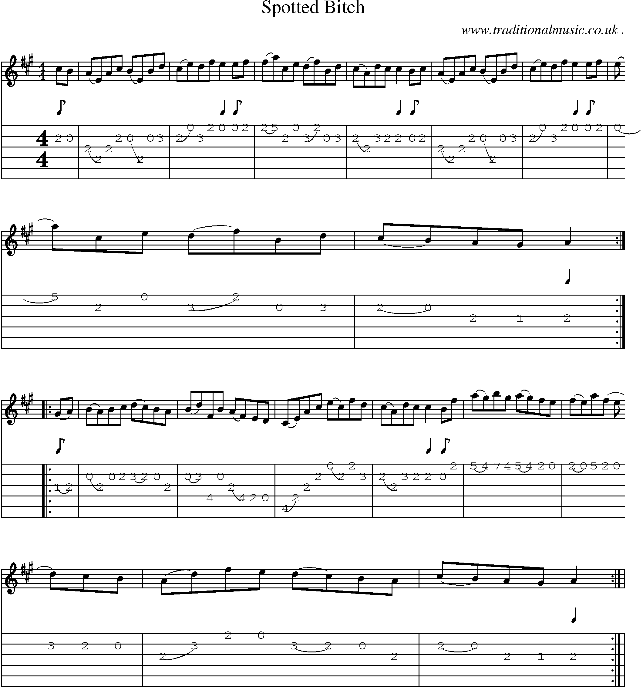 Sheet-Music and Guitar Tabs for Spotted Bitch