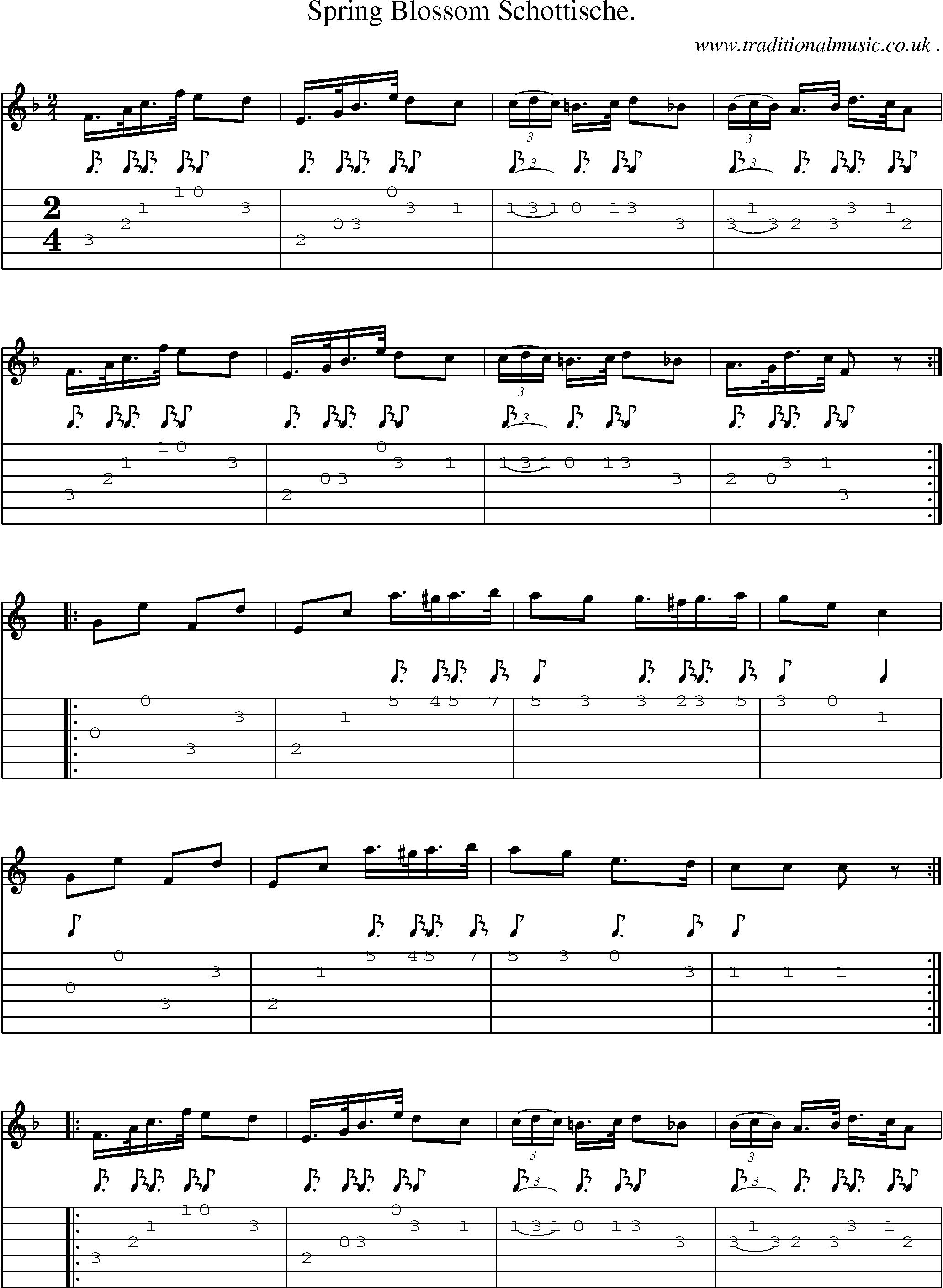 Sheet-Music and Guitar Tabs for Spring Blossom Schottische