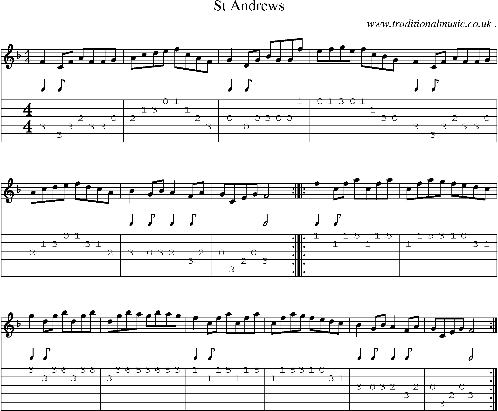 Sheet-Music and Guitar Tabs for St Andrews