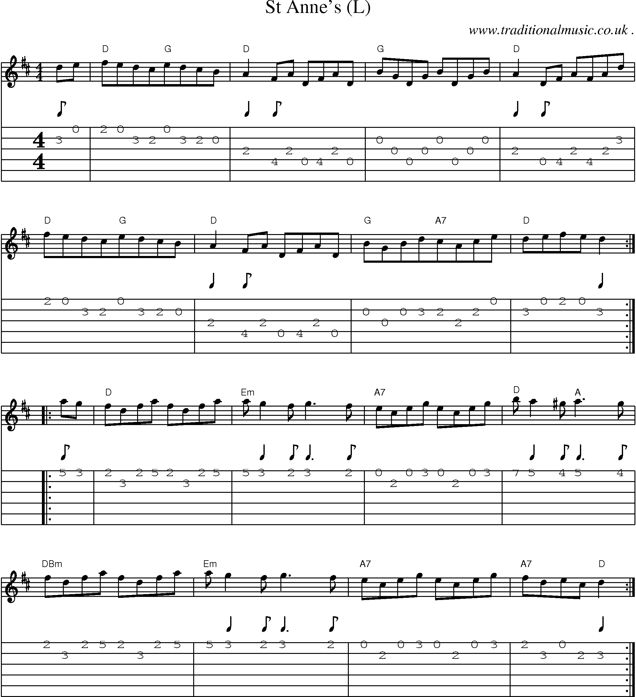 Sheet-Music and Guitar Tabs for St Annes (l)
