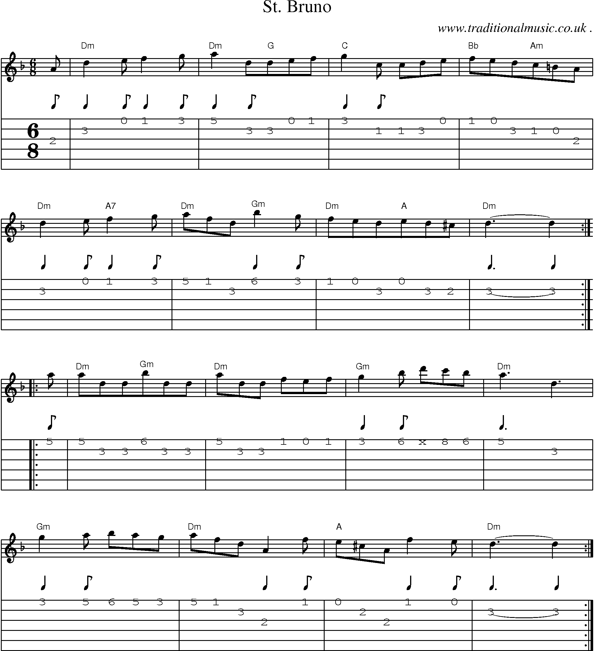 Sheet-Music and Guitar Tabs for St Bruno