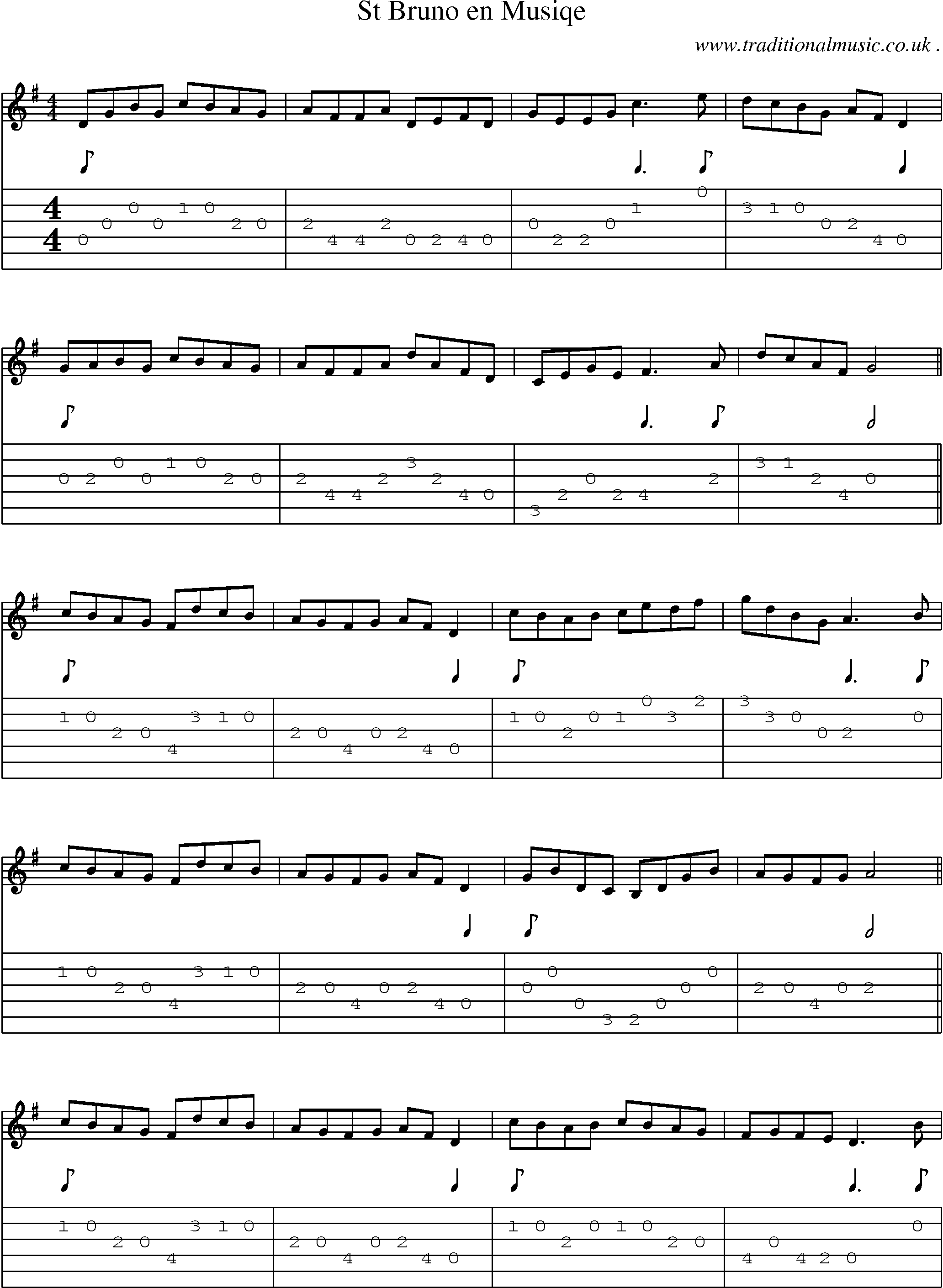 Sheet-Music and Guitar Tabs for St Bruno En Musiqe