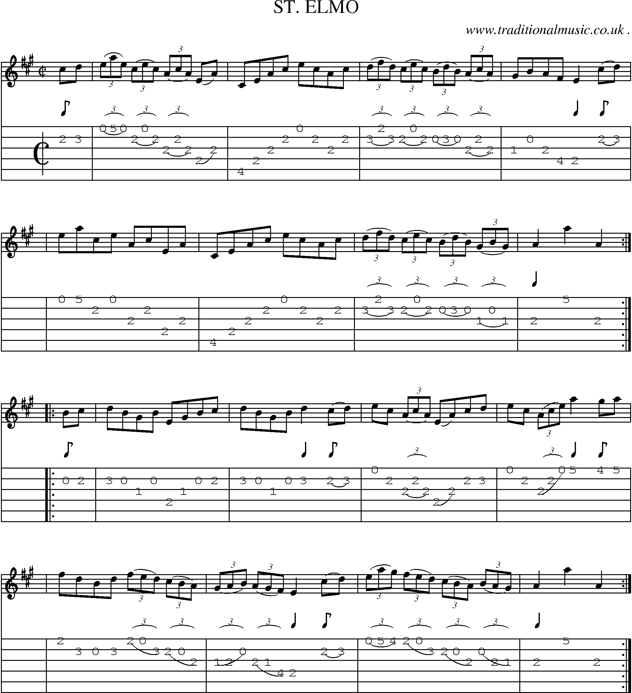 Sheet-Music and Guitar Tabs for St Elmo