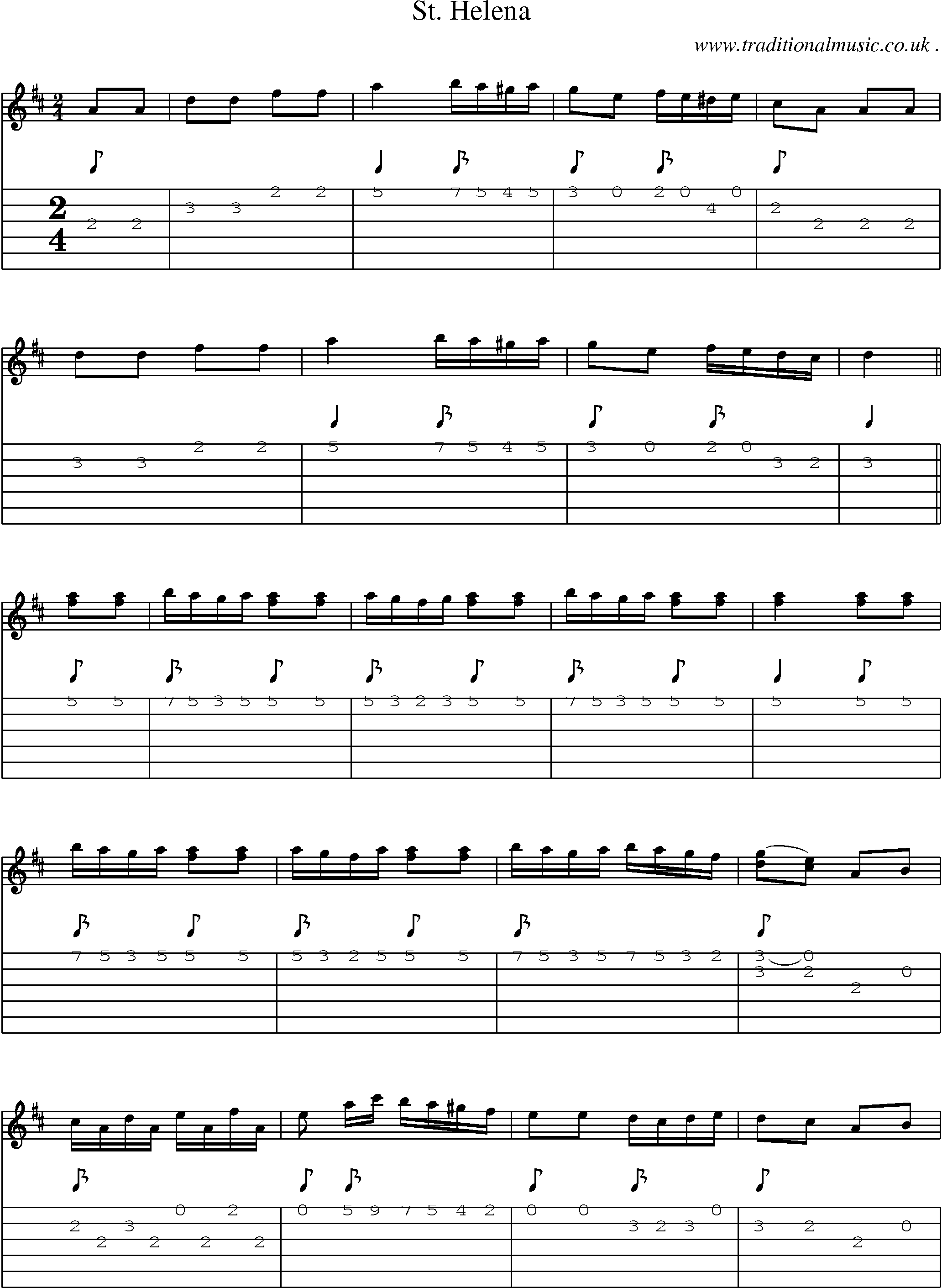 Sheet-Music and Guitar Tabs for St Helena