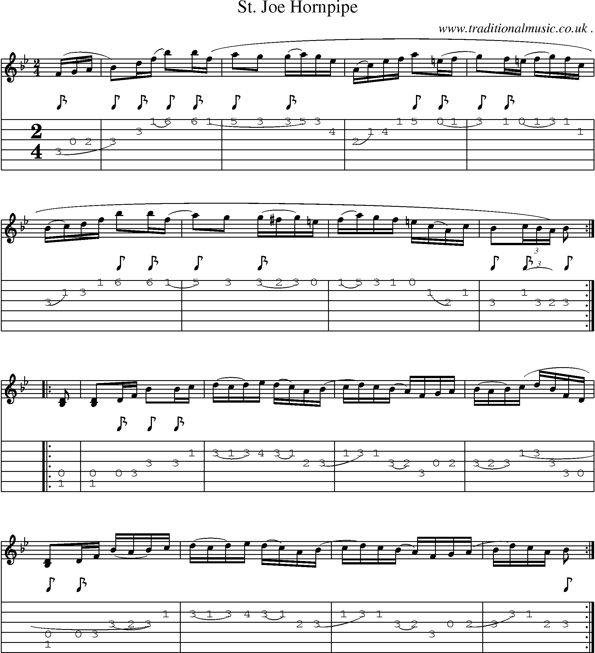 Sheet-Music and Guitar Tabs for St Joe Hornpipe
