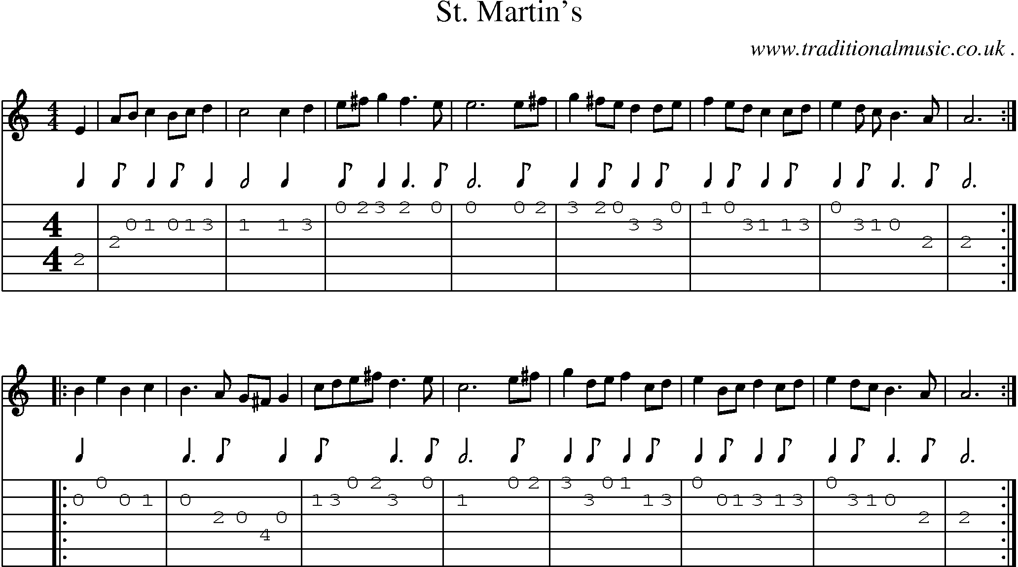 Sheet-Music and Guitar Tabs for St Martins