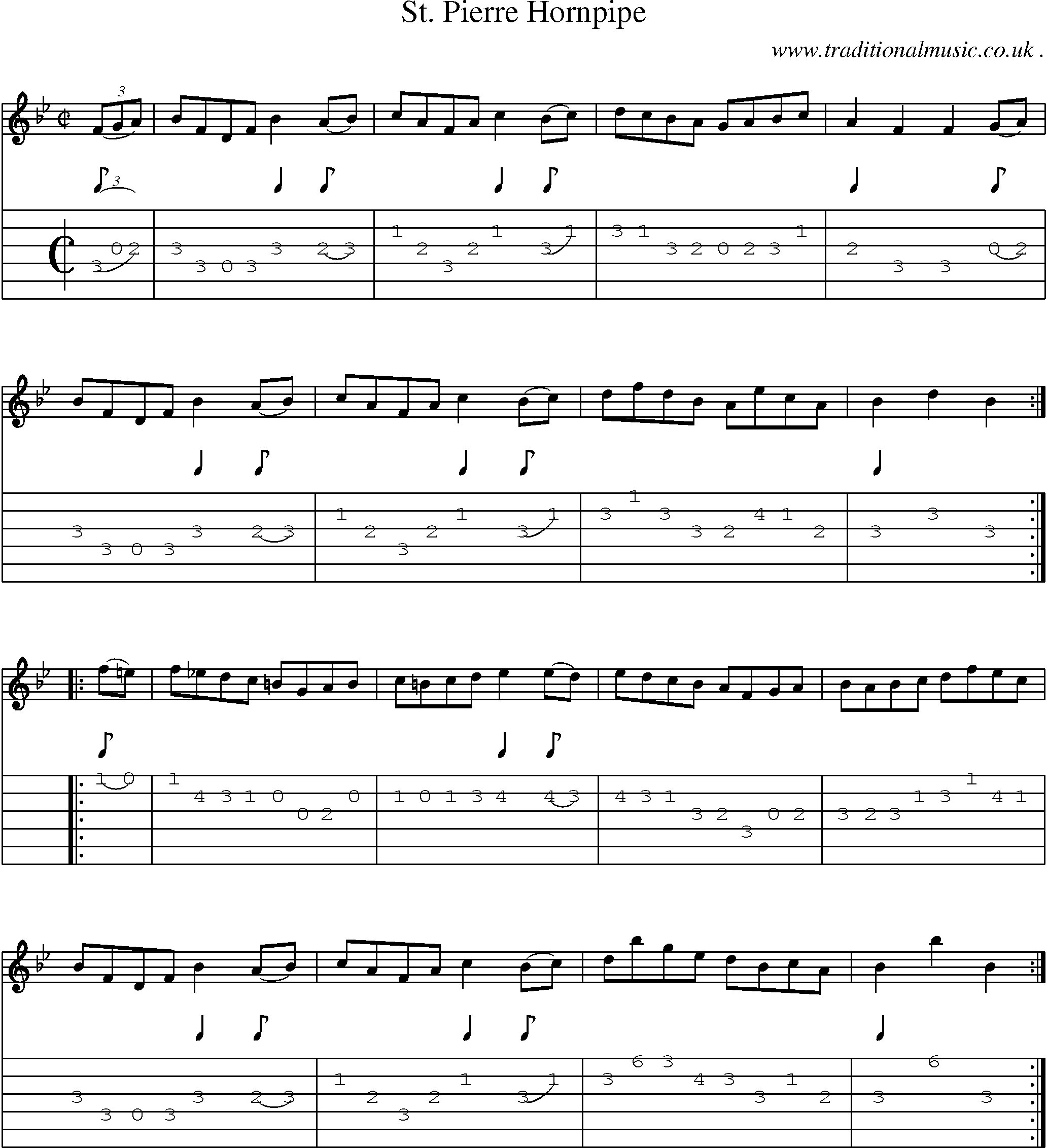 Sheet-Music and Guitar Tabs for St Pierre Hornpipe