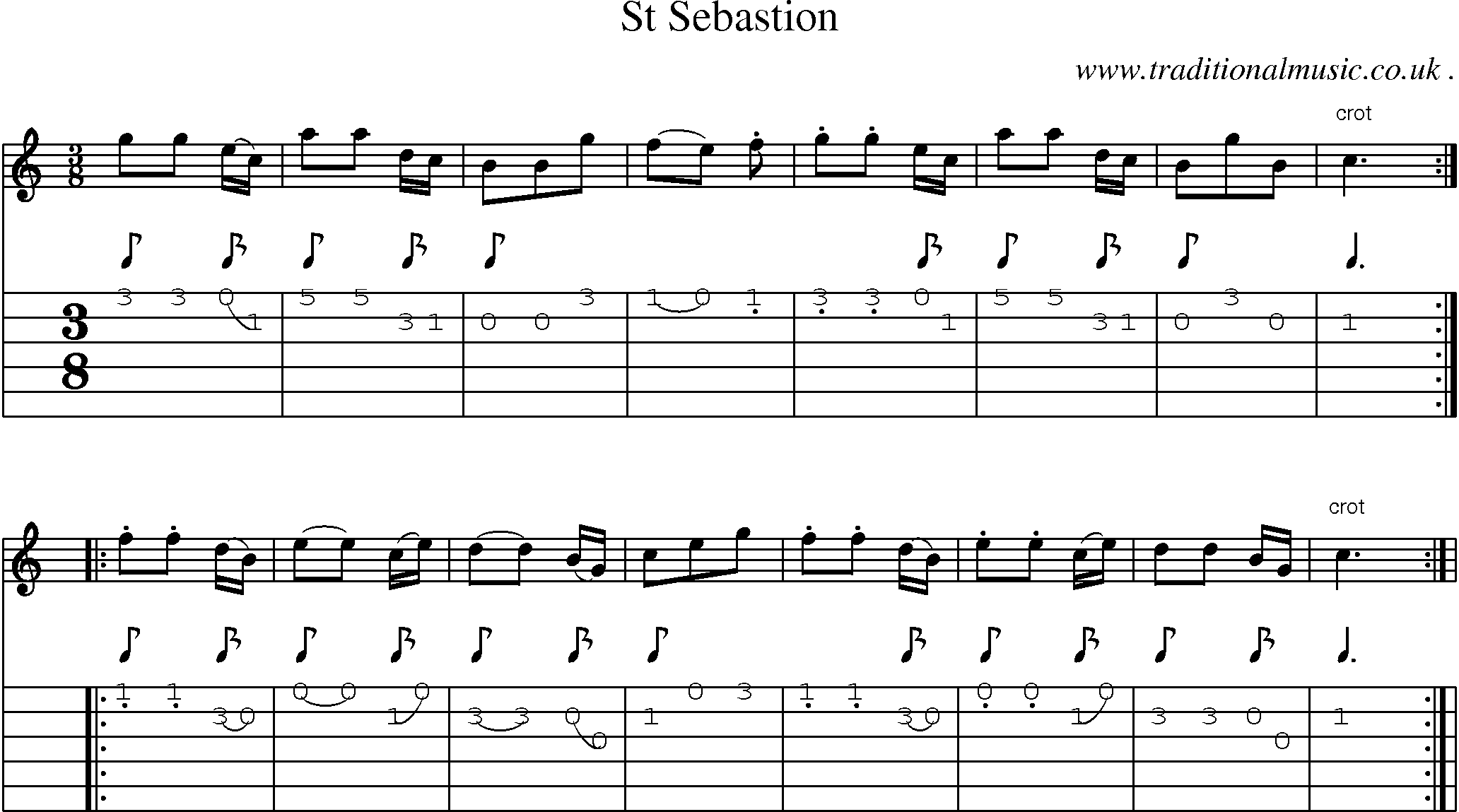 Sheet-Music and Guitar Tabs for St Sebastion