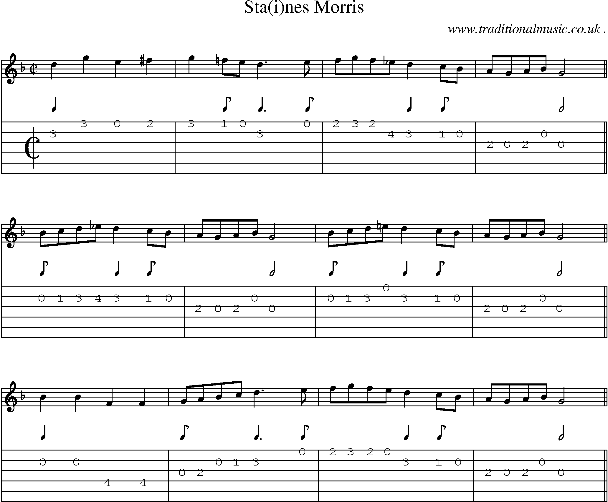 Sheet-Music and Guitar Tabs for Sta(i)nes Morris