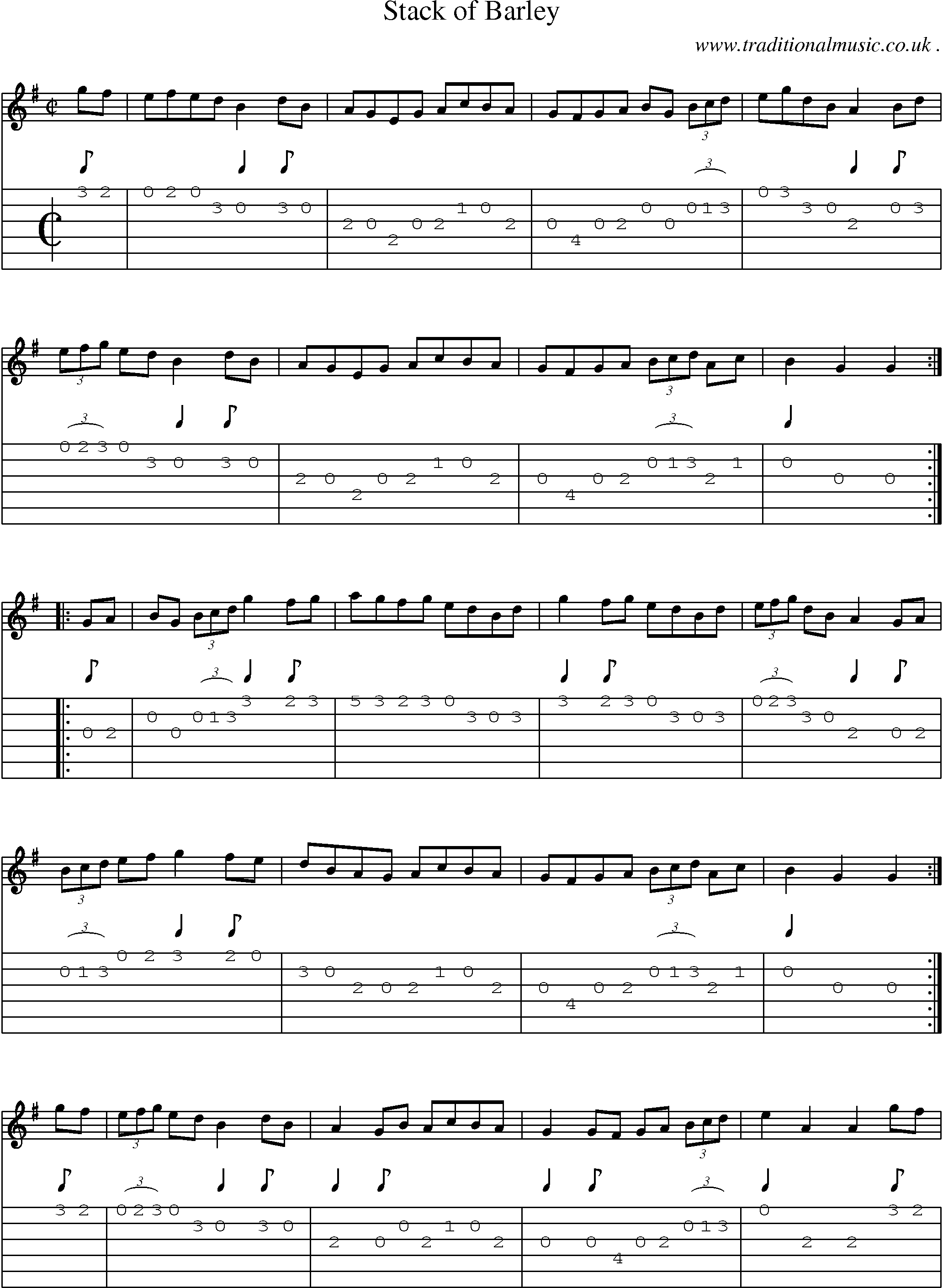 Sheet-Music and Guitar Tabs for Stack Of Barley
