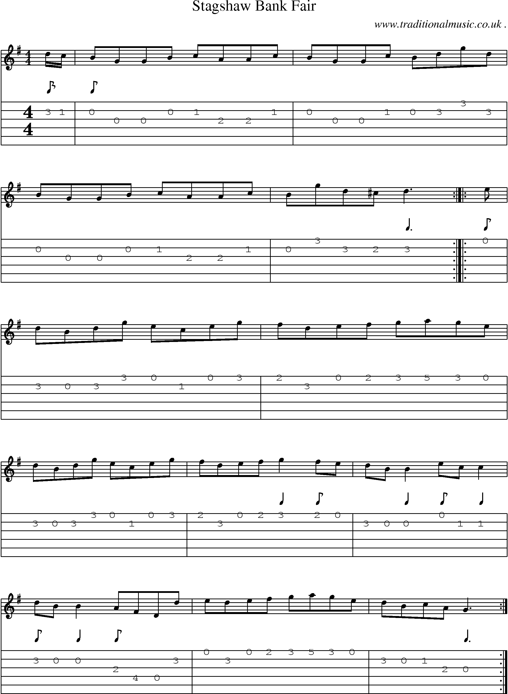 Sheet-Music and Guitar Tabs for Stagshaw Bank Fair