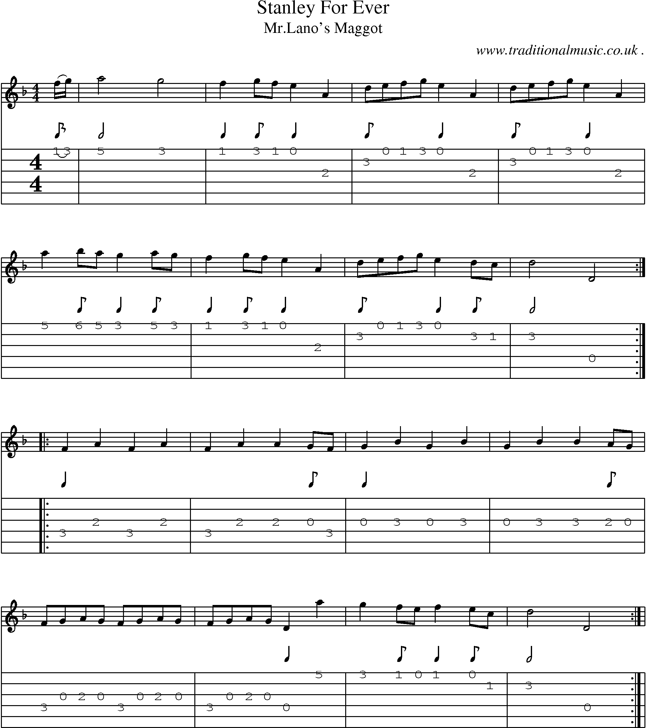 Sheet-Music and Guitar Tabs for Stanley For Ever