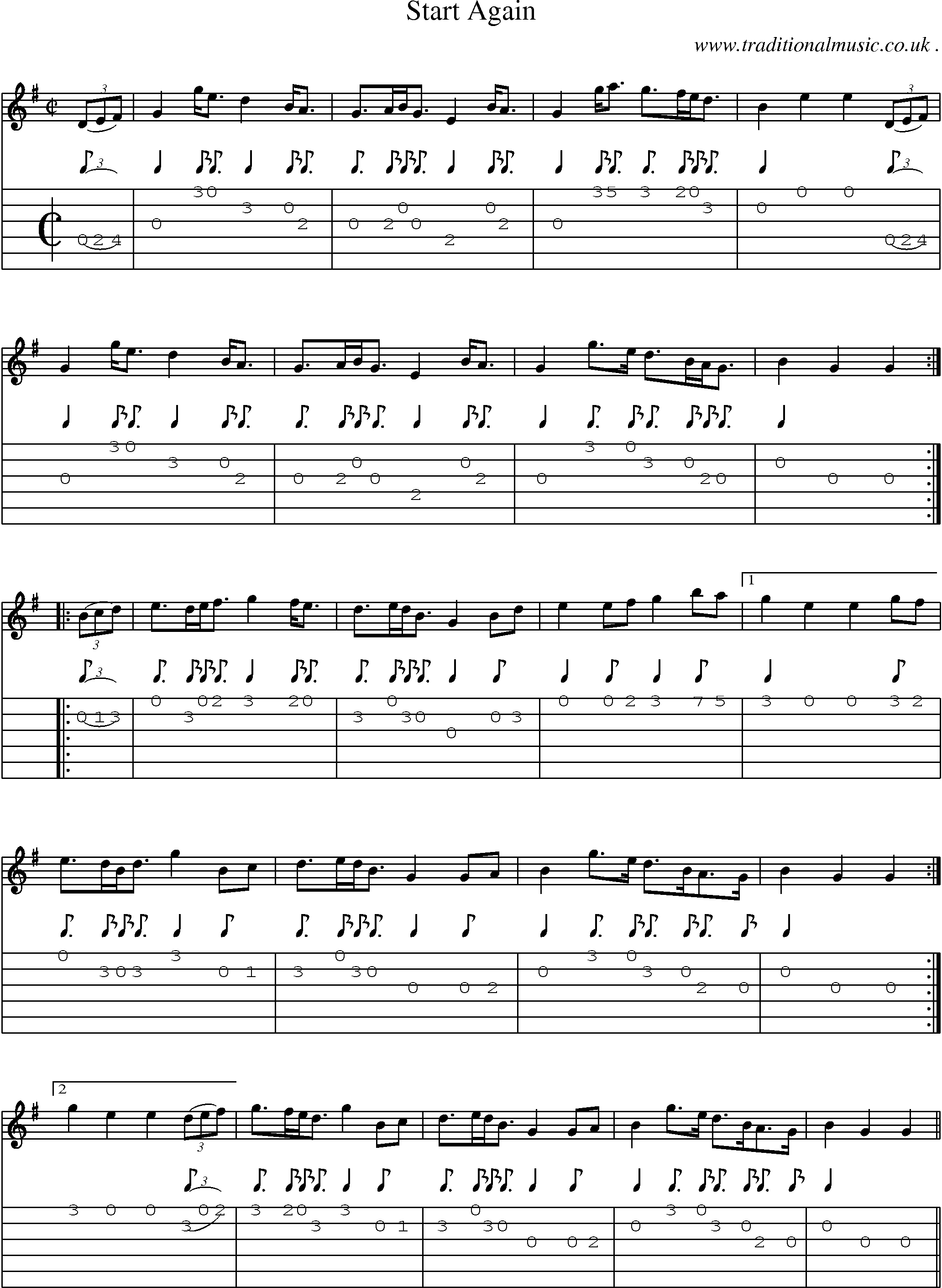 Sheet-Music and Guitar Tabs for Start Again