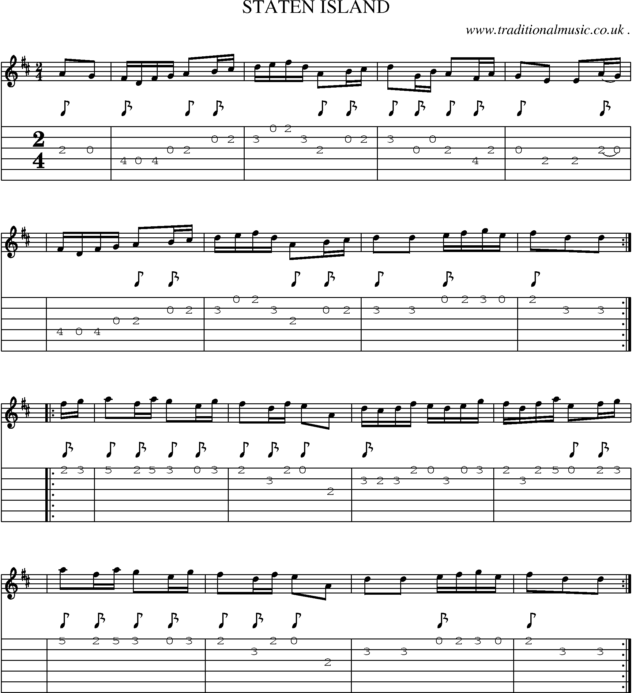 Sheet-Music and Guitar Tabs for Staten Island