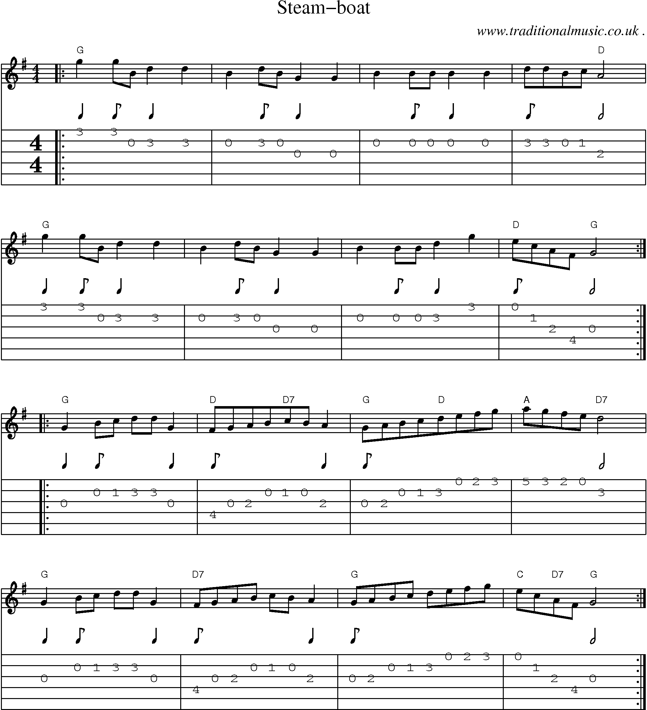 Sheet-Music and Guitar Tabs for Steam-boat