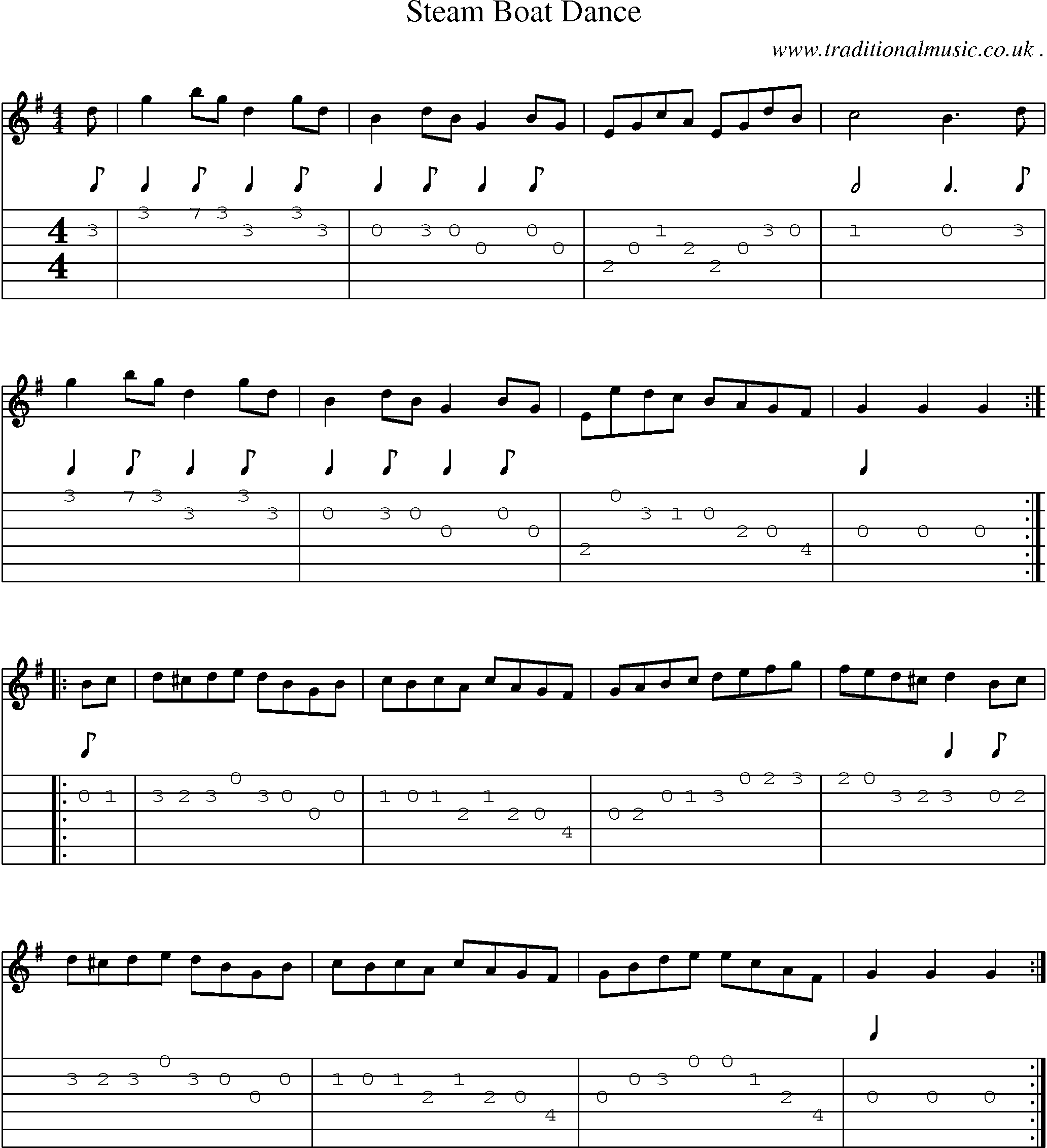 Sheet-Music and Guitar Tabs for Steam Boat Dance