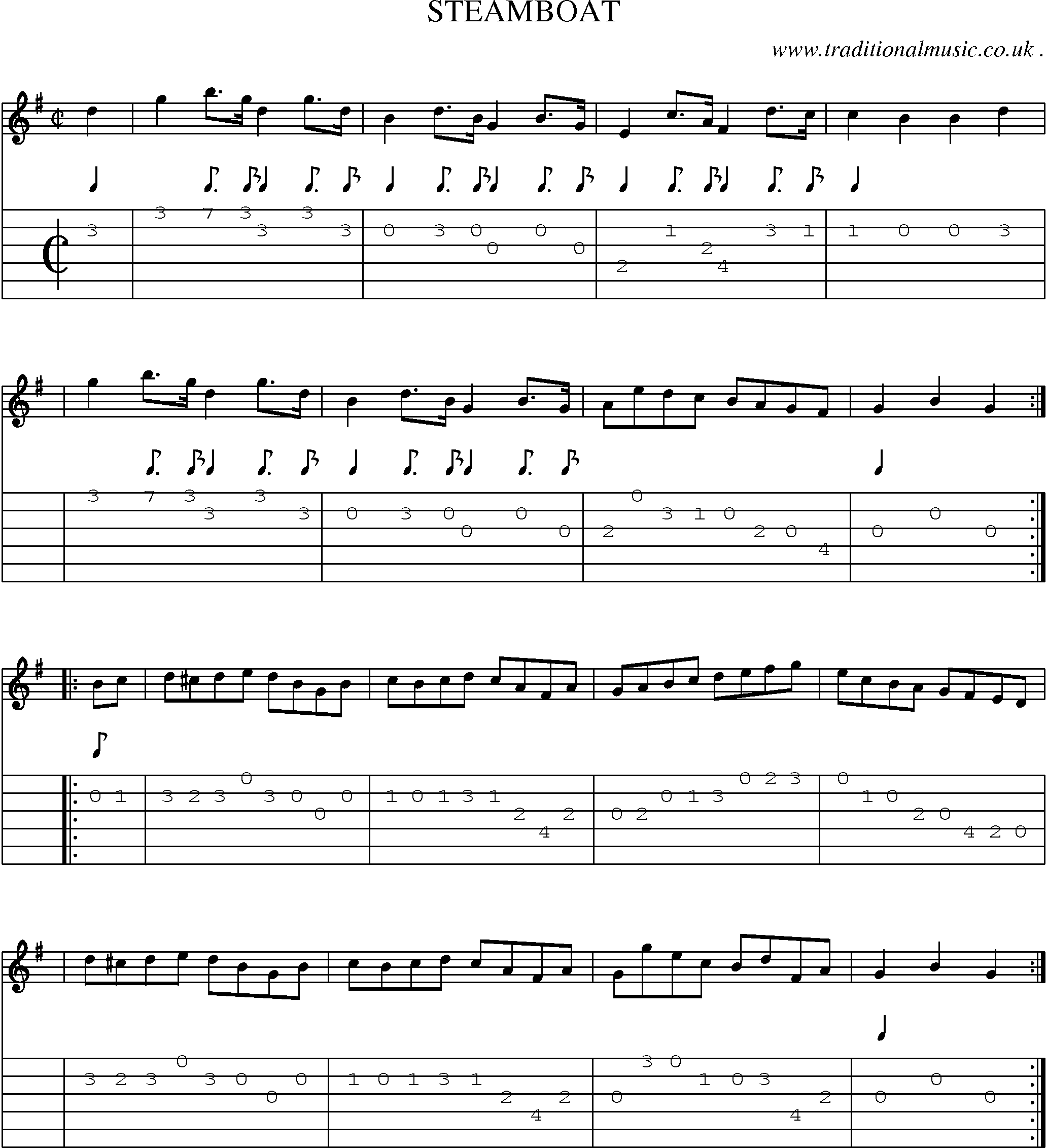 Sheet-Music and Guitar Tabs for Steamboat