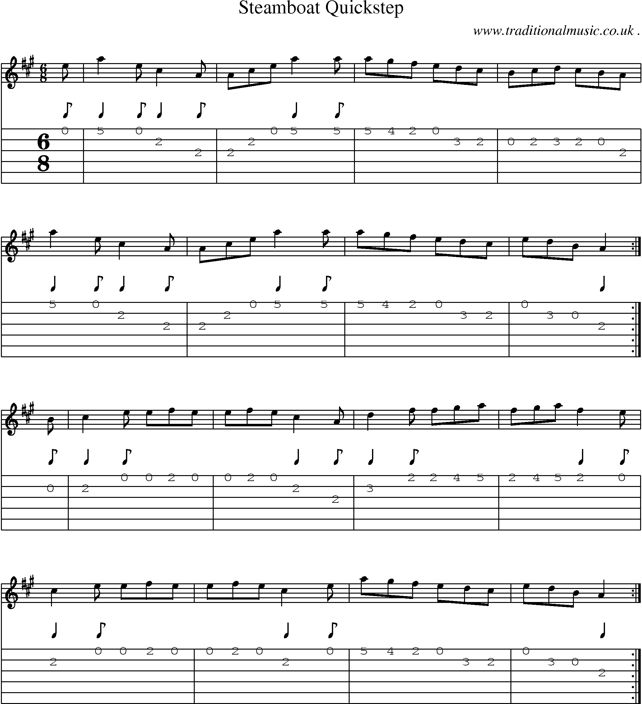 Sheet-Music and Guitar Tabs for Steamboat Quickstep