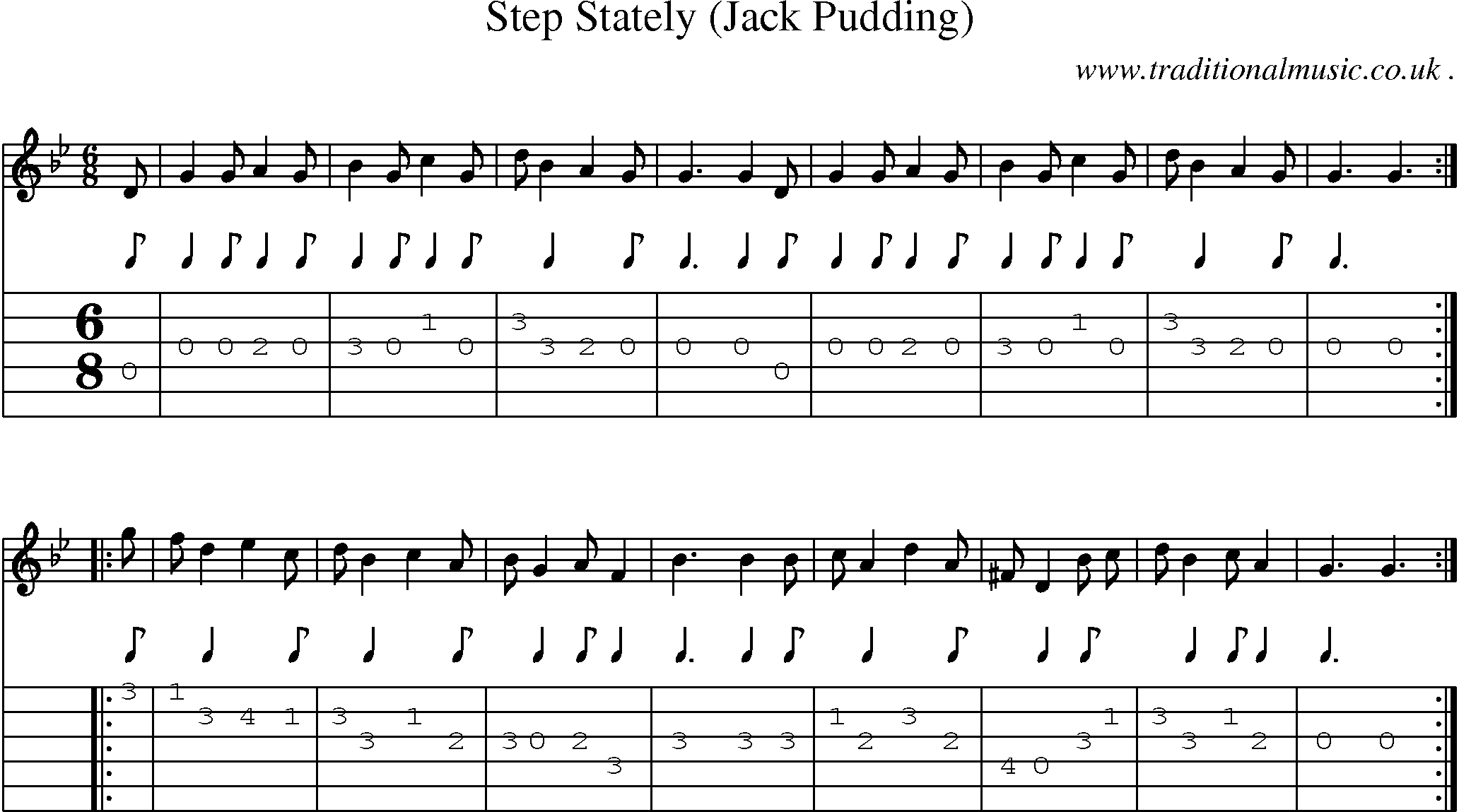 Sheet-Music and Guitar Tabs for Step Stately (jack Pudding)