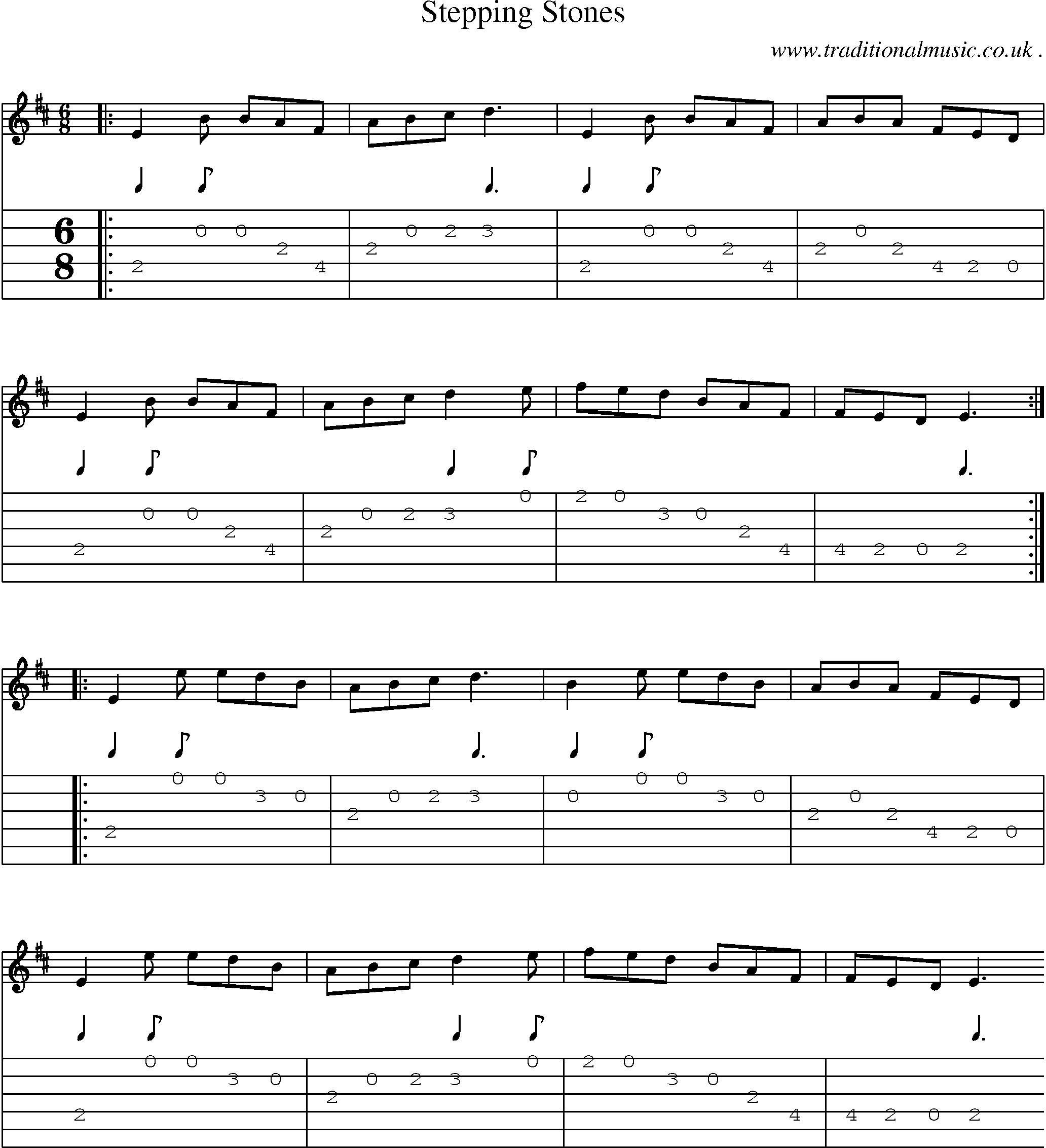 Sheet-Music and Guitar Tabs for Stepping Stones