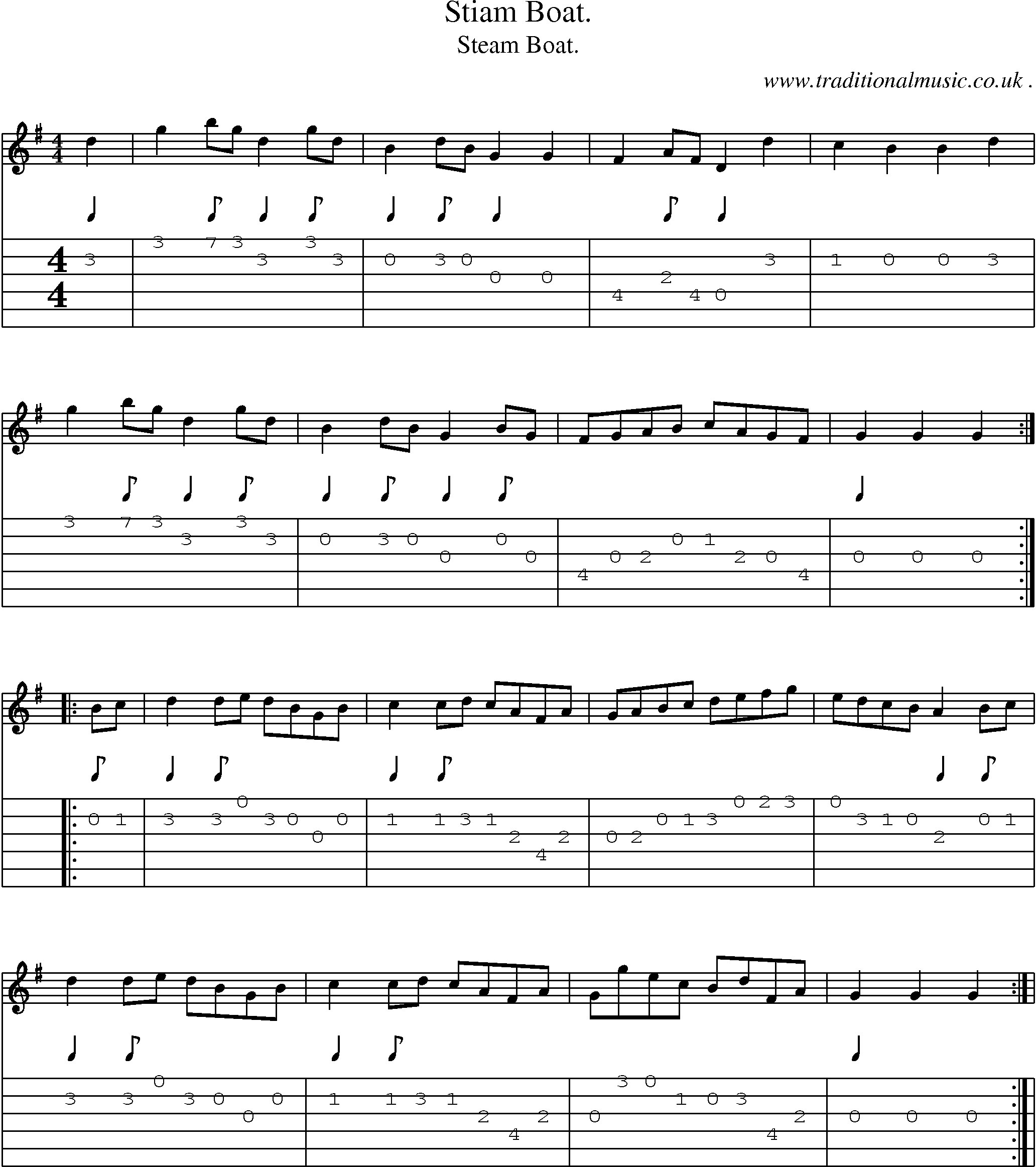 Sheet-Music and Guitar Tabs for Stiam Boat