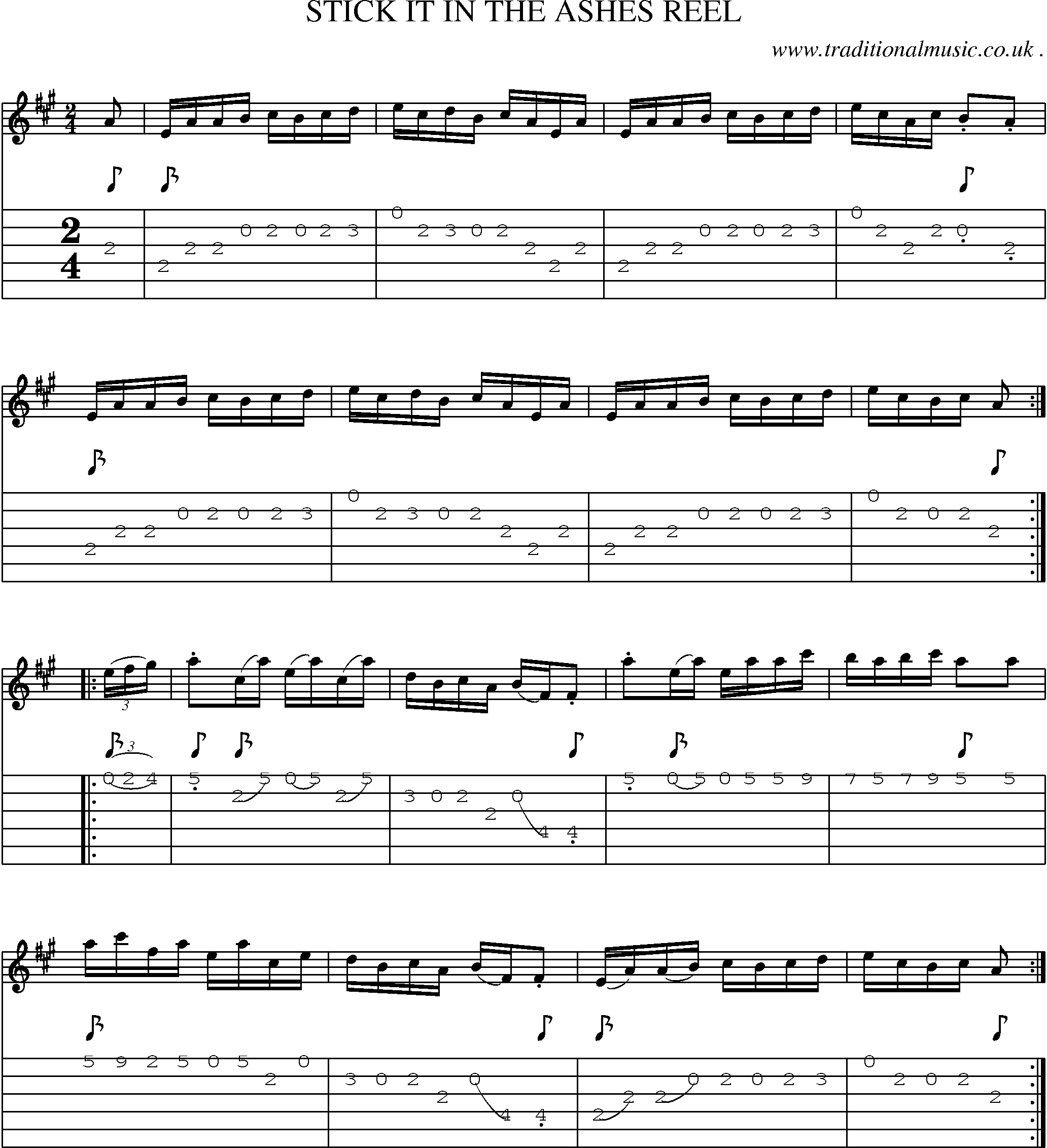 Sheet-Music and Guitar Tabs for Stick It In The Ashes Reel